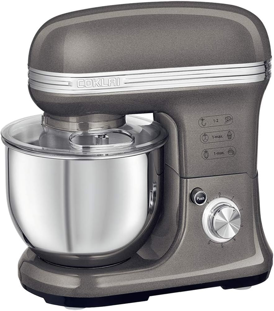 6-Speed Stand Mixer with Stainless Steel Bowl - Electric Tilt-Head Kitchen Mixer for Baking - Includes Wire Whisk, Dough Hook & Flat Beater - Perfect for Cookies, Cakes, Bread & Pastry Dough