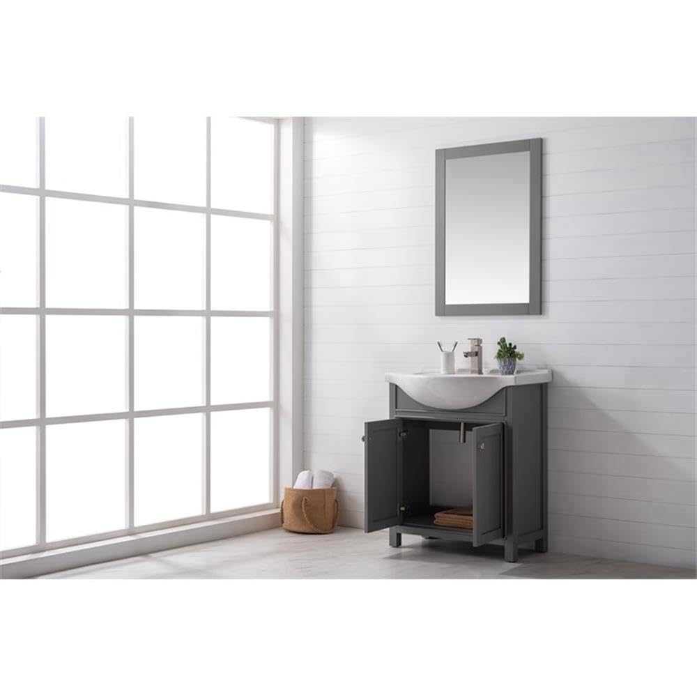 Design Element S05-30-GY 30-Inch Modern Gray Bathroom Vanity with Soft-Close Doors - Perfect for Small Bathrooms, Powder Rooms & Master Bath Renovations