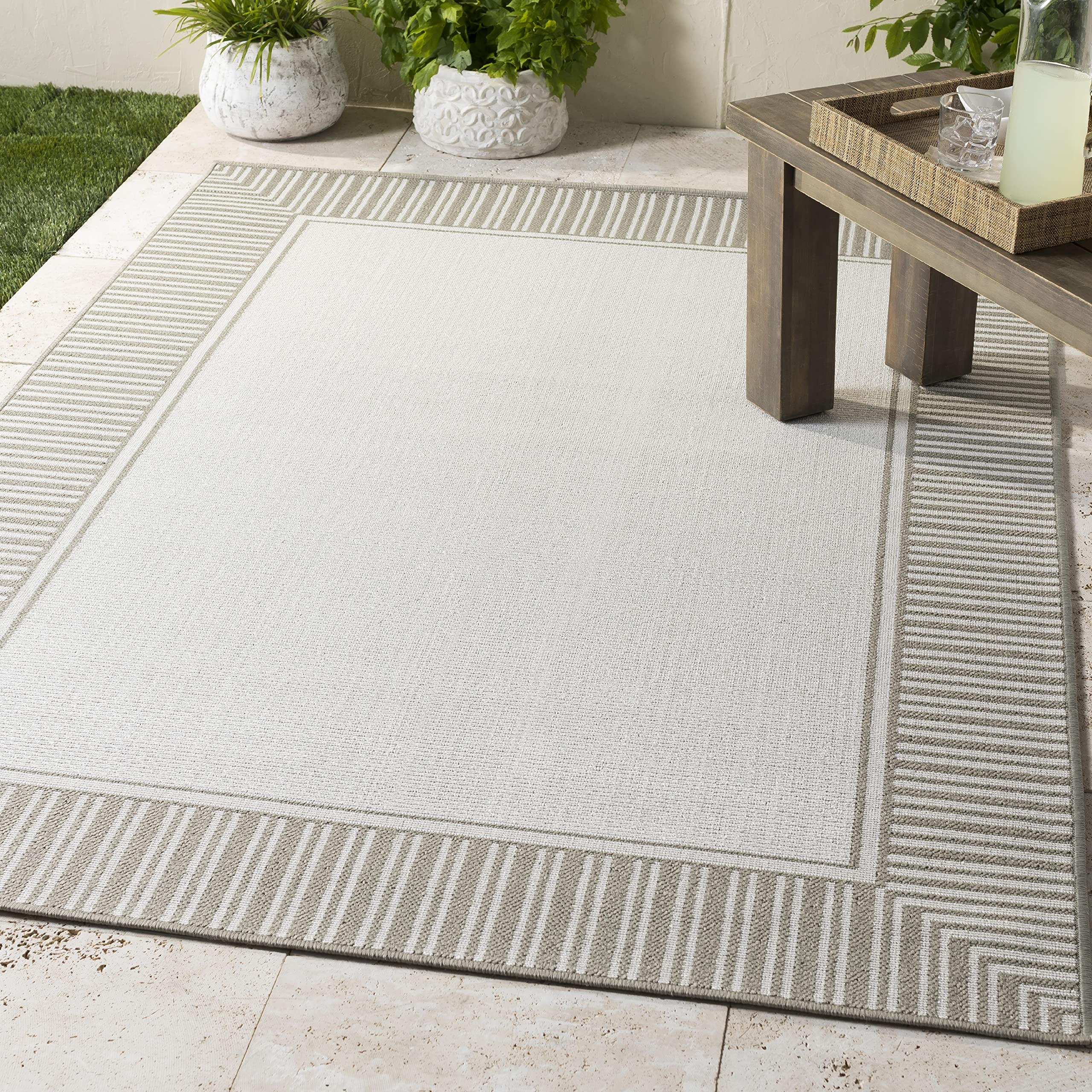 Mark&Day 6x9 Balgonie Taupe Indoor/Outdoor Area Rug - Soft Gray Beige Carpet for Living Room, Bedroom, Kitchen & Patio (5'11