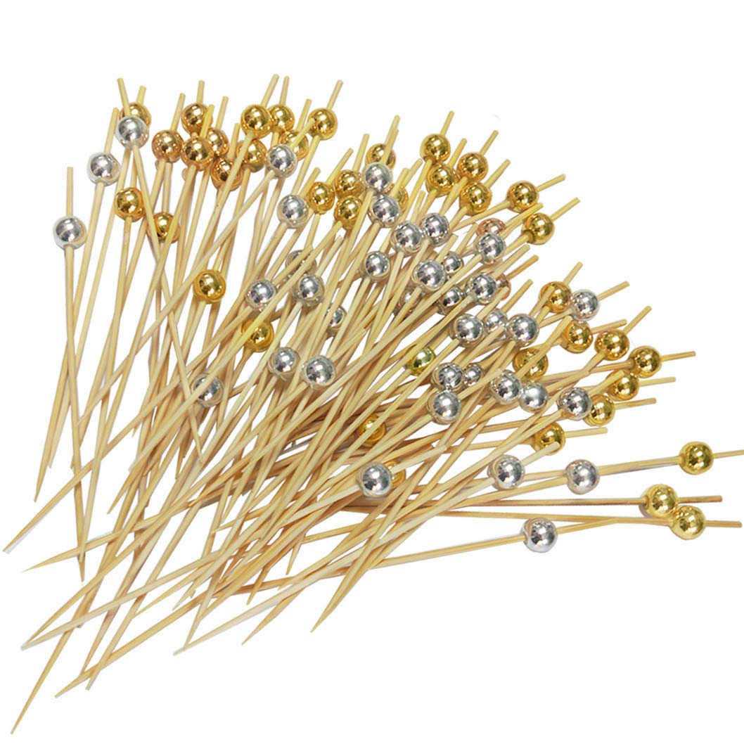 Natural Bamboo Skewers 12cm - Cocktail Sticks & Swizzle Picks for Fruit, Sandwiches, BBQ Snacks, Coffee & Drink Stirring - Perfect for Parties, Picnics & Home Entertaining