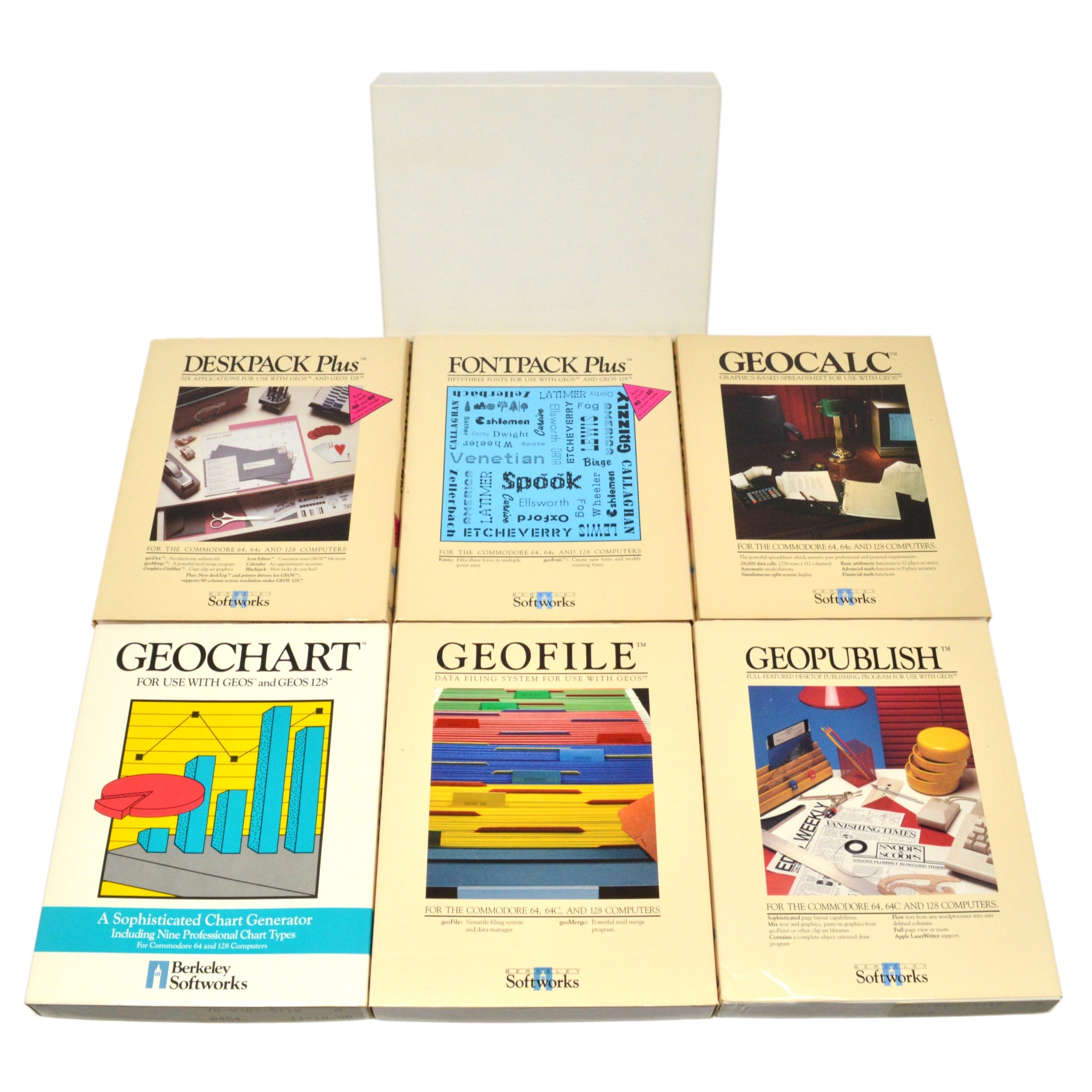 Vintage Commodore C64/128 Software Bundle - 7 GEOS Programs Including GeoCalc & GeoFile | Retro Computing & Gaming Collection for Classic Computer Enthusiasts