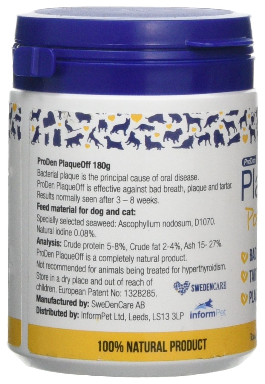 Proden PlaqueOff Dental Care Powder for Dogs & Cats - 180g | Tartar & Plaque Remover | Freshens Breath | Supports Oral Health - Perfect for Daily Pet Dental Hygiene & Grooming Routine