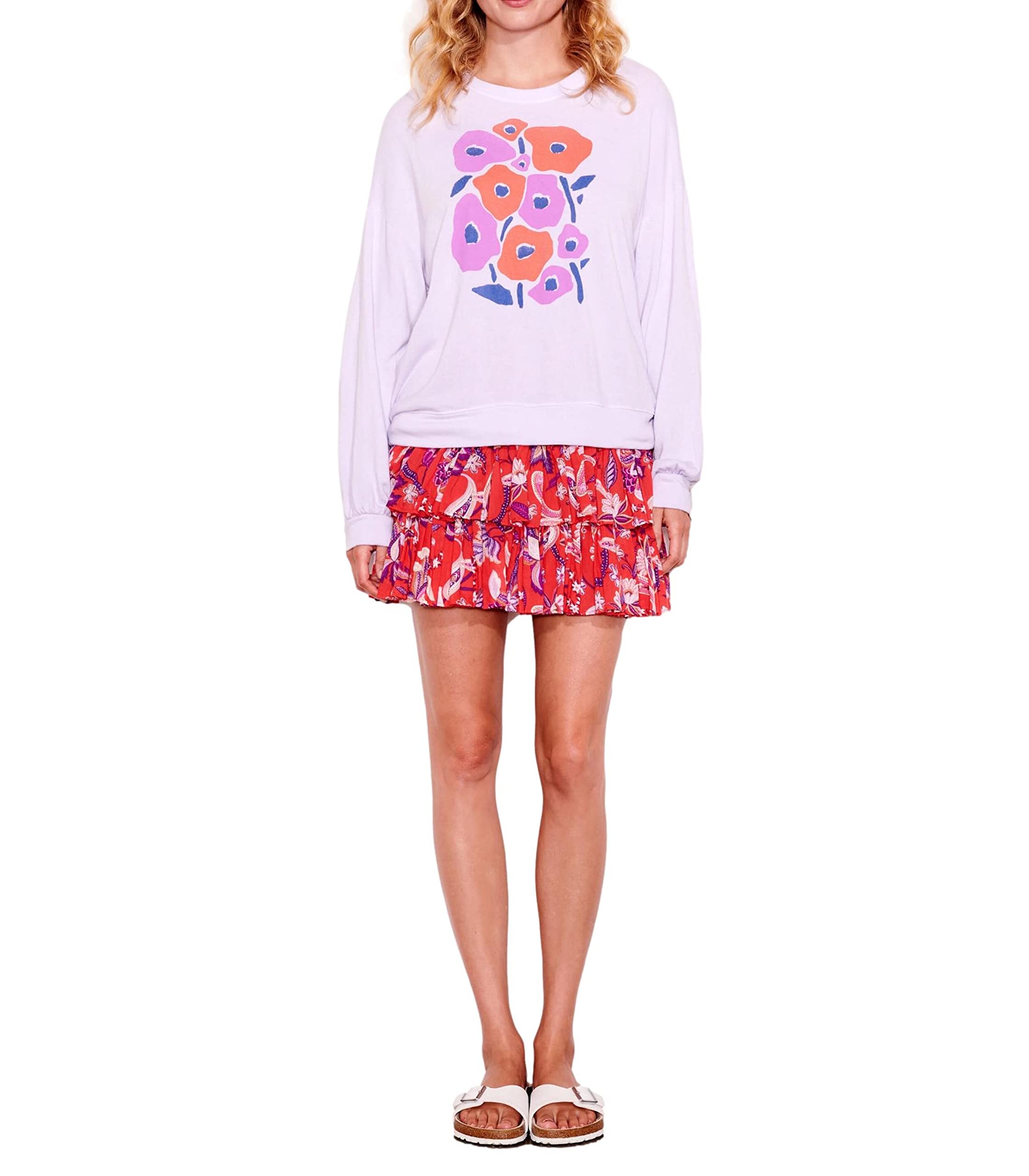 Stylish Sundry Flowers Sweatshirt for Women - Soft Lilac Pullover | Casual Outfit, Streetwear Fashion, Cozy Loungewear
