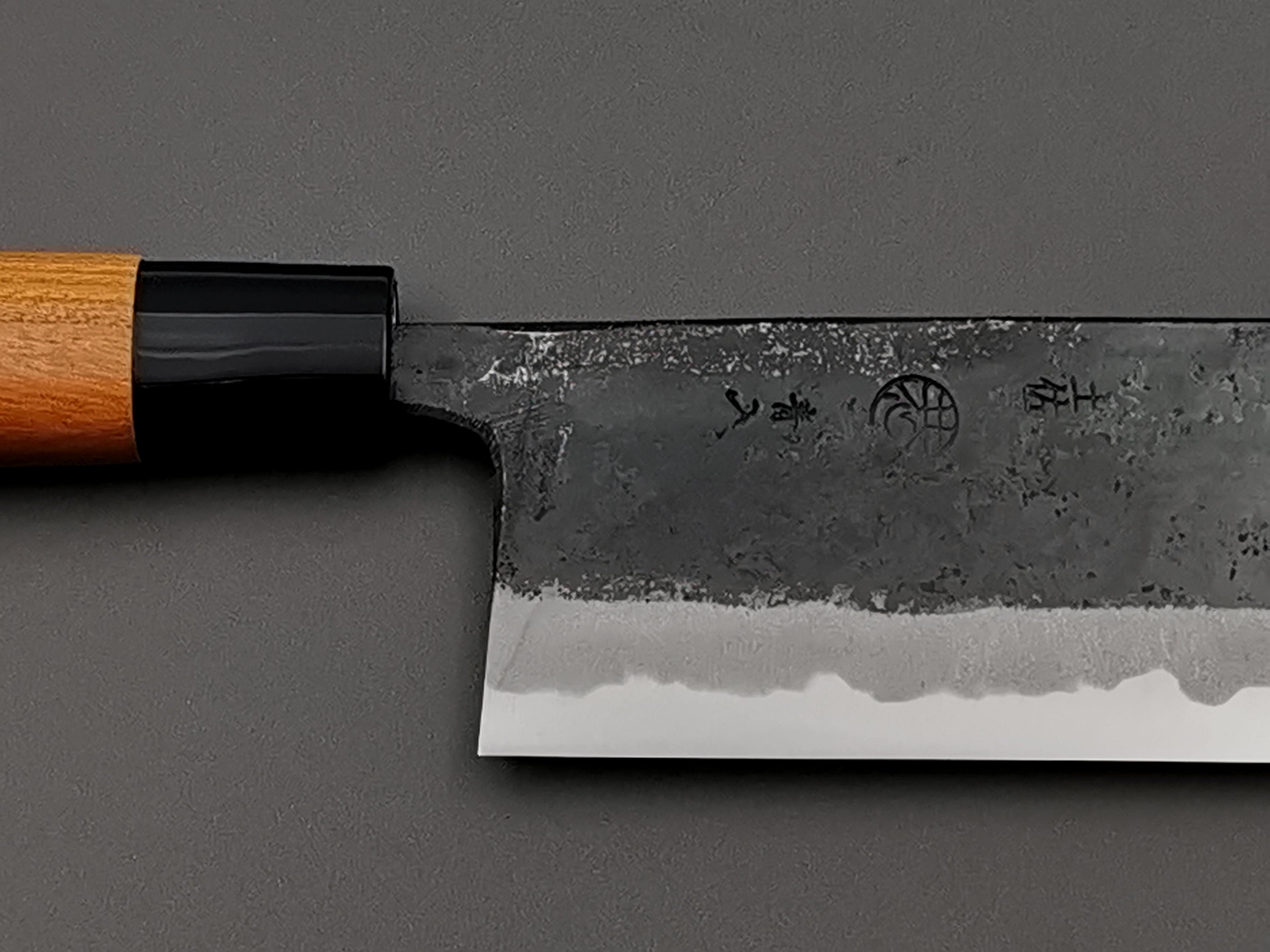 Premium Japanese Aogami Kurouchi Nakiri Knife by Kyohei Shindo - High Carbon Steel Kitchen Knife for Professional Chefs & Home Cooking - Perfect for Slicing Vegetables, Herbs & Sushi Prep