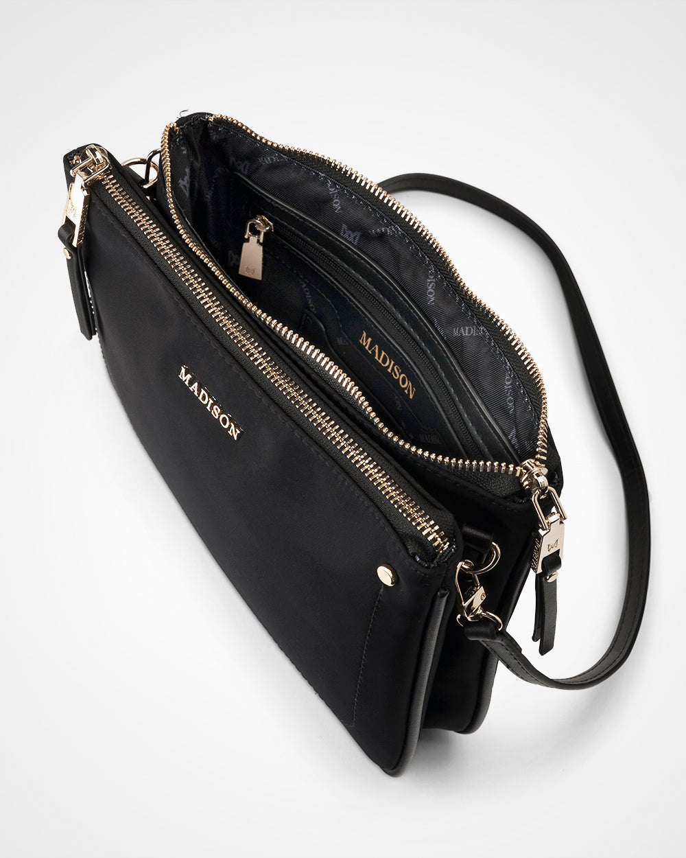 Charlotte Double Zip Crossbody Bag with Adjustable Aztec Print Strap - Stylish & Functional for Travel, Work & Everyday Use