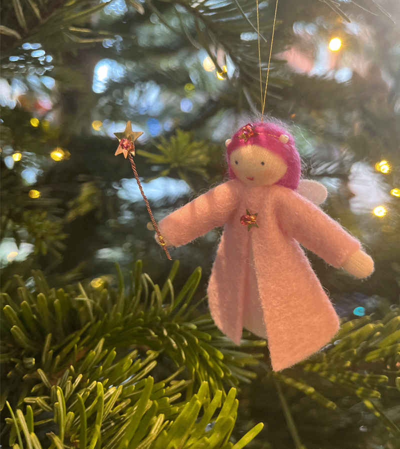 2023 White & Pink Wishing Fairy Doll - Handmade Waldorf Felt Fairy Toy for Kids | Perfect for Imaginative Play, Waldorf Education & Nursery Decor