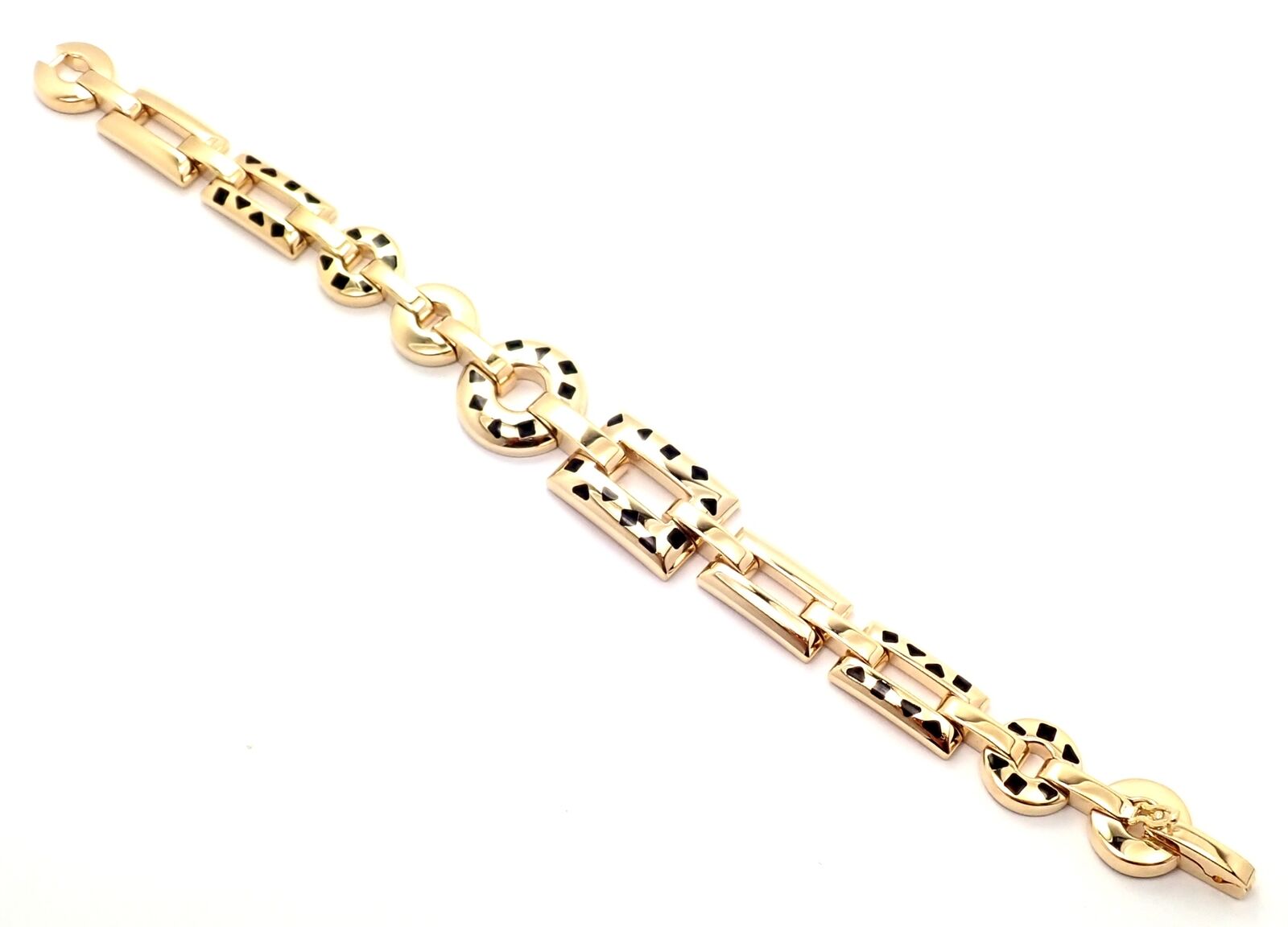 Authentic Cartier Panthere 18K Gold Black Lacquer Spot Link Bracelet | Luxury Jewelry for Women | Perfect for Gifts, Parties & Special Occasions