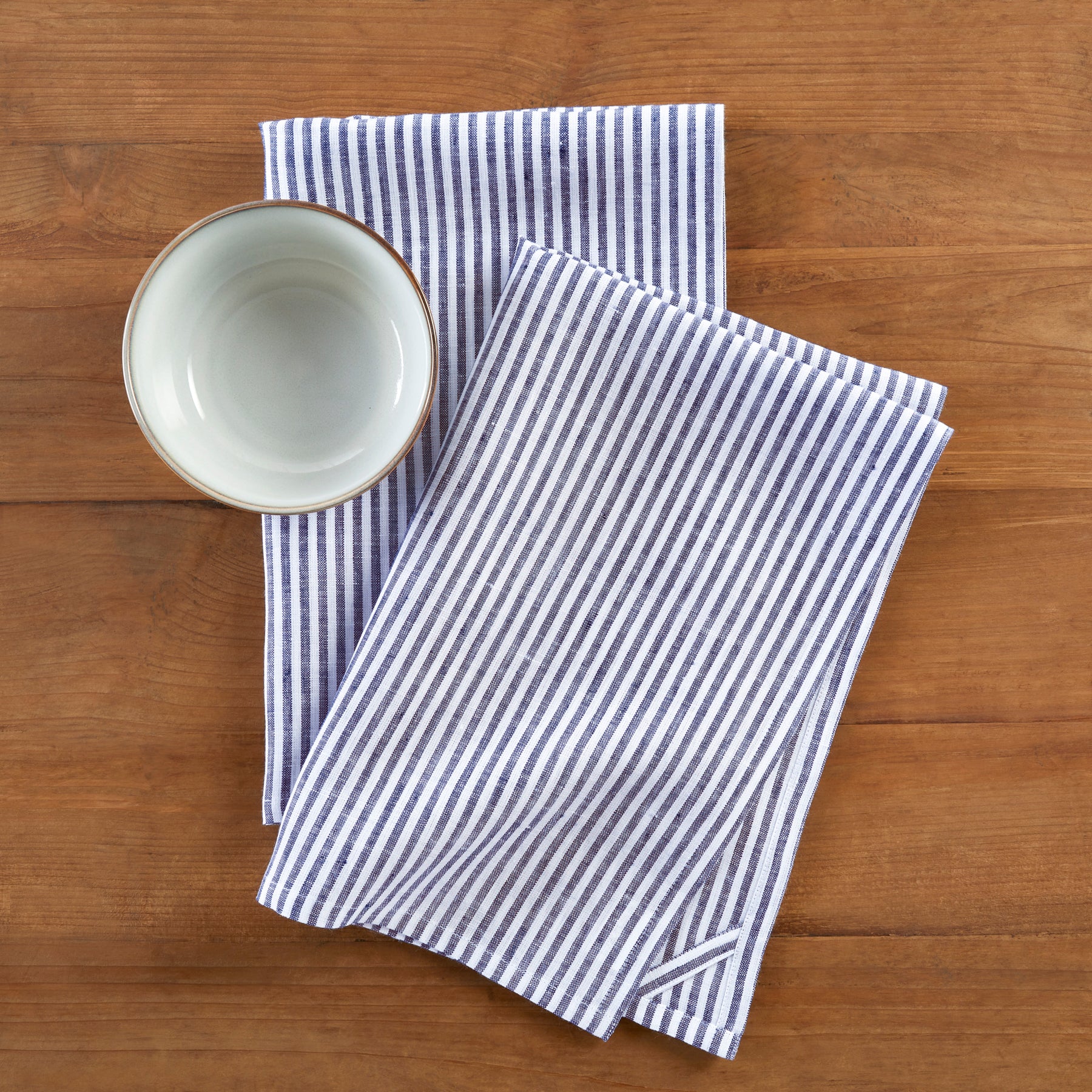 Premium Narrow Stripe Cotton Kitchen Towels - Set of 2 Absorbent Dish Towels for Drying Dishes & Cleaning - Soft & Durable for Everyday Kitchen Use