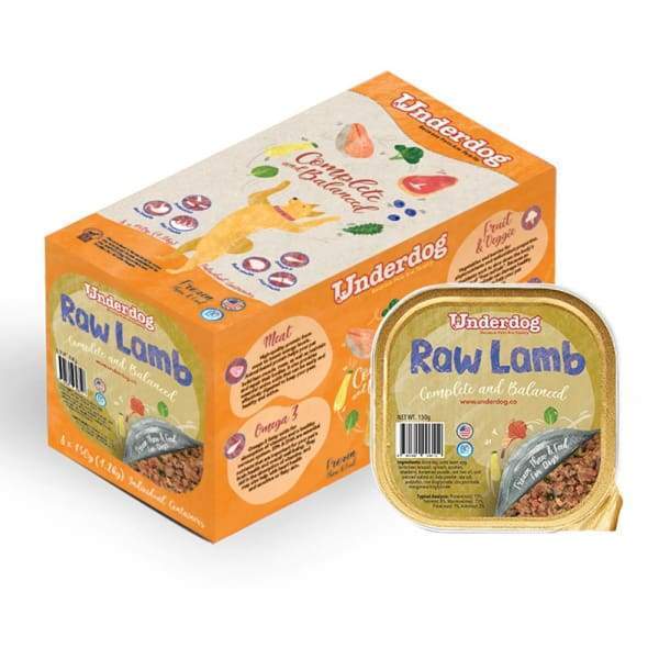 Premium Underdog Raw Lamb Fresh Frozen Dog Food - 1.2kg / 3kg - Grain-Free, High-Protein Natural Diet for Dogs - Perfect for Puppies, Adult & Senior Dogs - Ideal for Raw Feeding & Allergy Relief