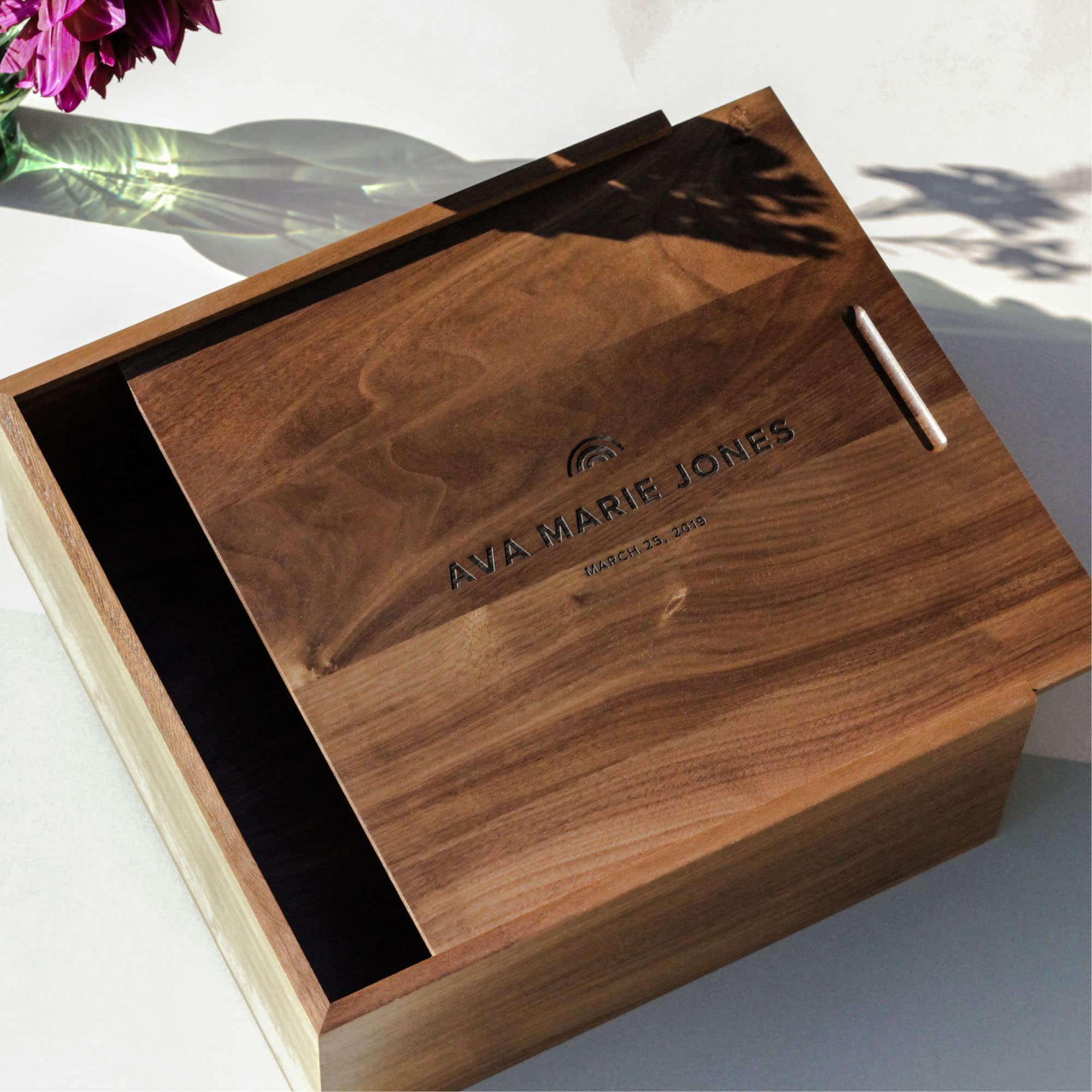 Personalized Rainbow Large Wood Keepsake Box - Custom Engraved Gift for Anniversary, Wedding, Baby Shower & Memory Storage | Perfect for Jewelry, Photos & Special Mementos