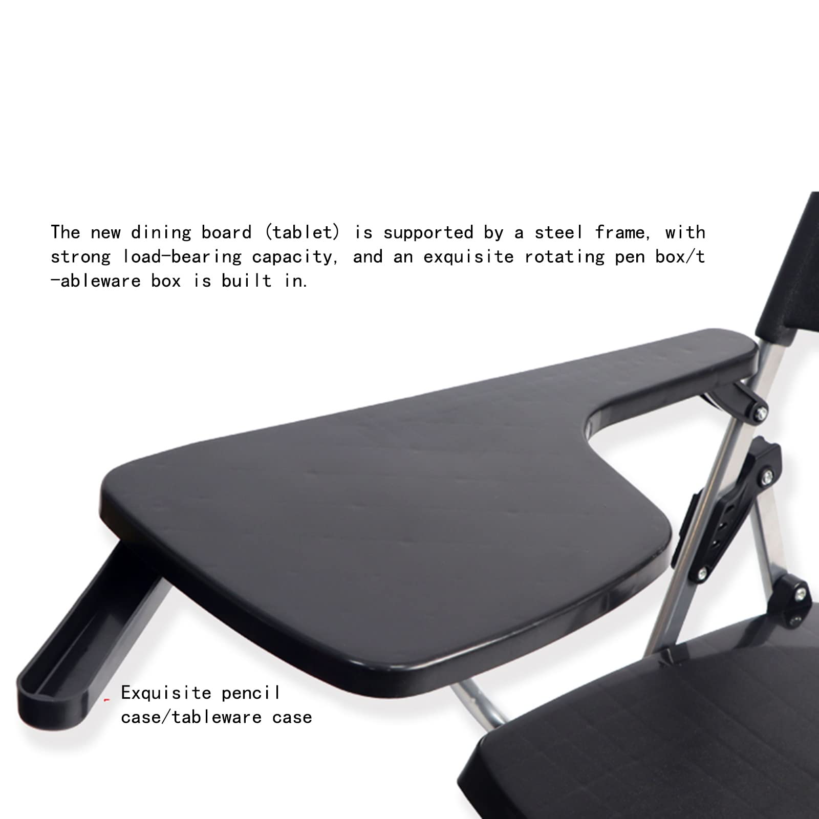 Plastic Folding Chair with Writing Board - Lightweight Training, Office & Conference Chair - Portable Black Folding Table Chair Set for School, Events & Home Use
