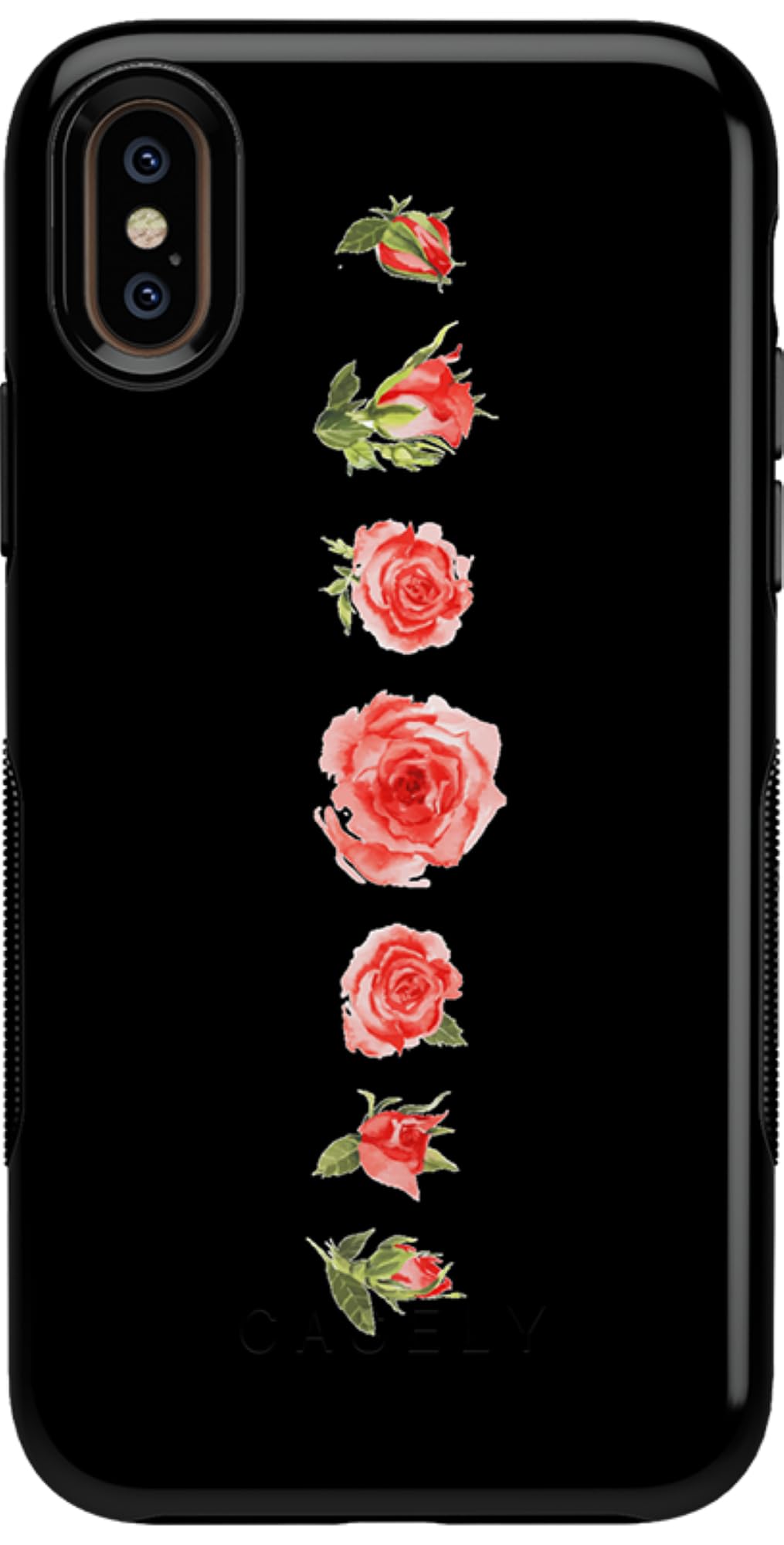 Casely iPhone X/XS Floral Phone Case - Blooming Red Rose Design | Slim Protective Cover for Women & Girls | Perfect for Spring, Weddings & Everyday Use