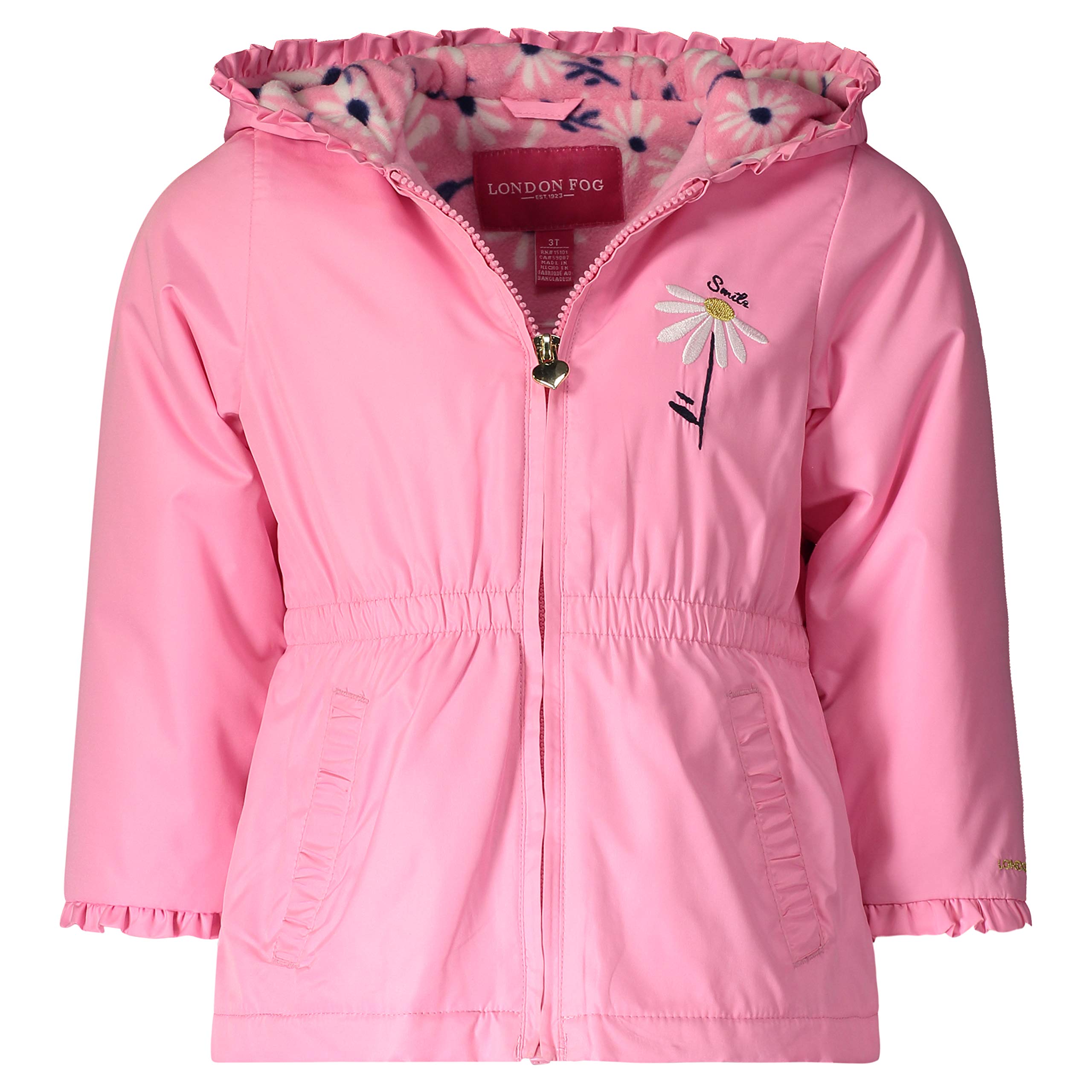 London Fog Girls' Reversible Soft & Sensible Jacket Coat - Waterproof Windbreaker for School, Outdoor & Travel - Lightweight Comfortable Outerwear for All Seasons