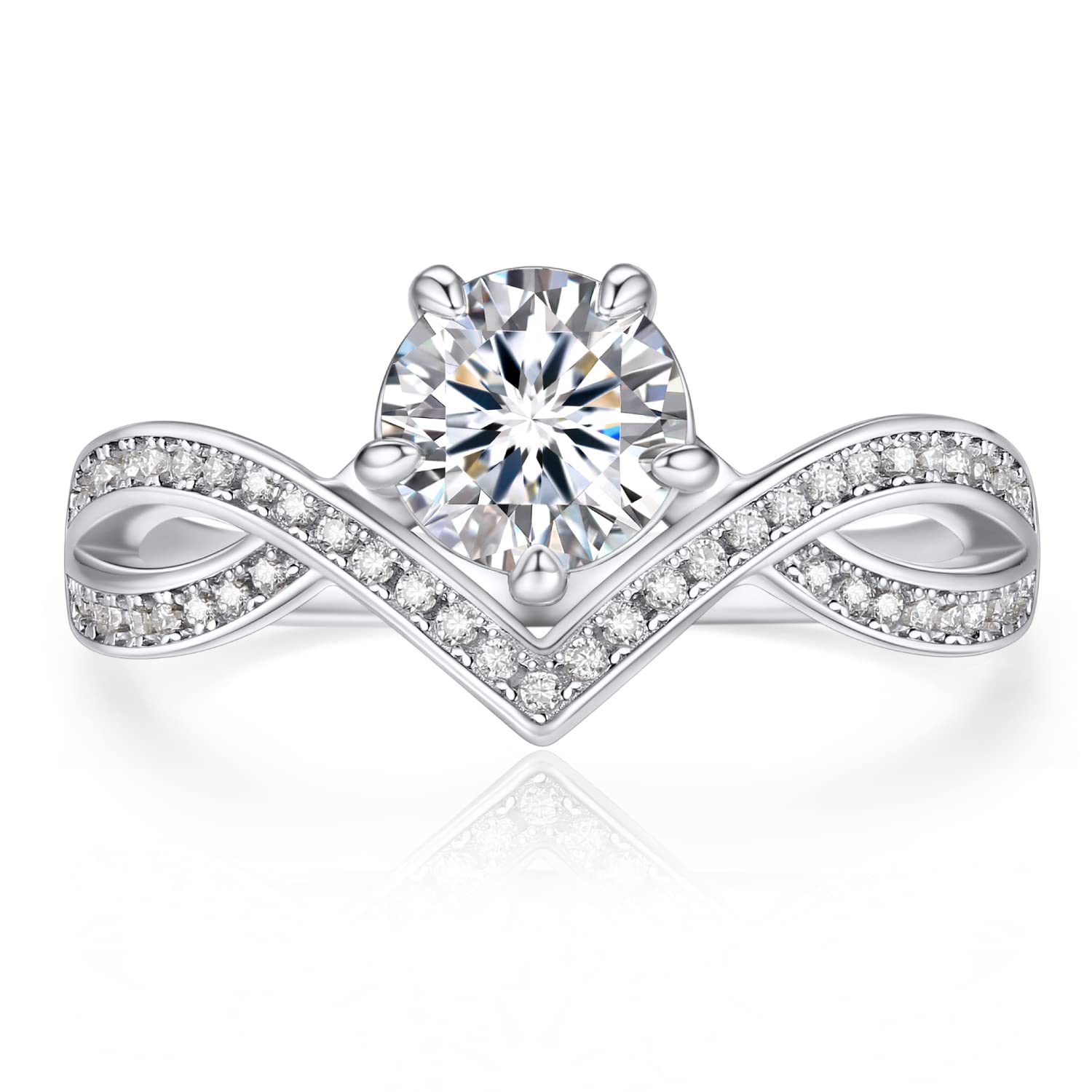 1 Carat Moissanite Engagement Ring for Women - D Color VVS1 Simulated Diamond Promise Ring with Gift Box | Wedding Proposal, Anniversary Gift, Valentine's Day Present