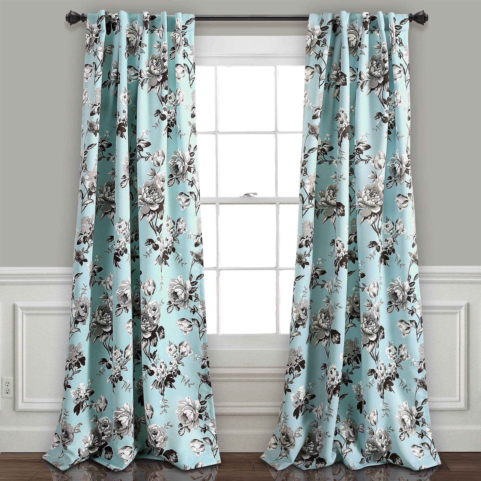 Tania Floral Light Filtering Window Curtain Panel Set - Soft Sheer Drapes for Living Room & Bedroom - Elegant Home Decor for Sun Protection & Privacy