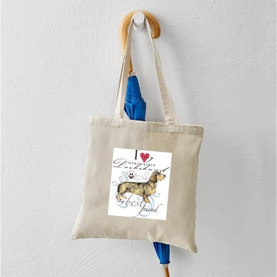 Wirehaired Dachshund Tote Bag - Natural Canvas Reusable Shopping Bag for Groceries, Beach & Daily Use | Cute Dog Lover Gift