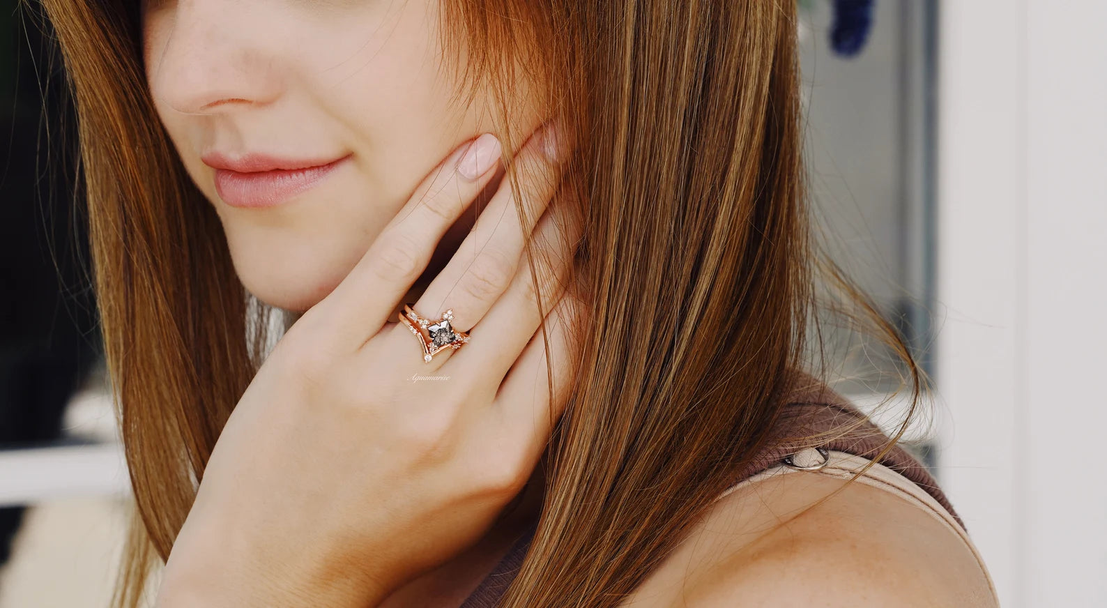 Vintage Natural Rutilated Quartz Ring Set in 14K Rose Gold Vermeil - Elegant Jewelry for Women, Wedding, Anniversary & Special Occasions