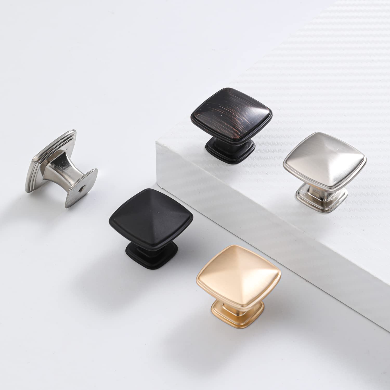 10 Pack Nickel Square Cabinet Knobs - Single Hole Dresser Drawer Pulls for Kitchen, Bathroom & Furniture (Ideal for Cabinets, Drawers, Wardrobes & DIY Home Decor)