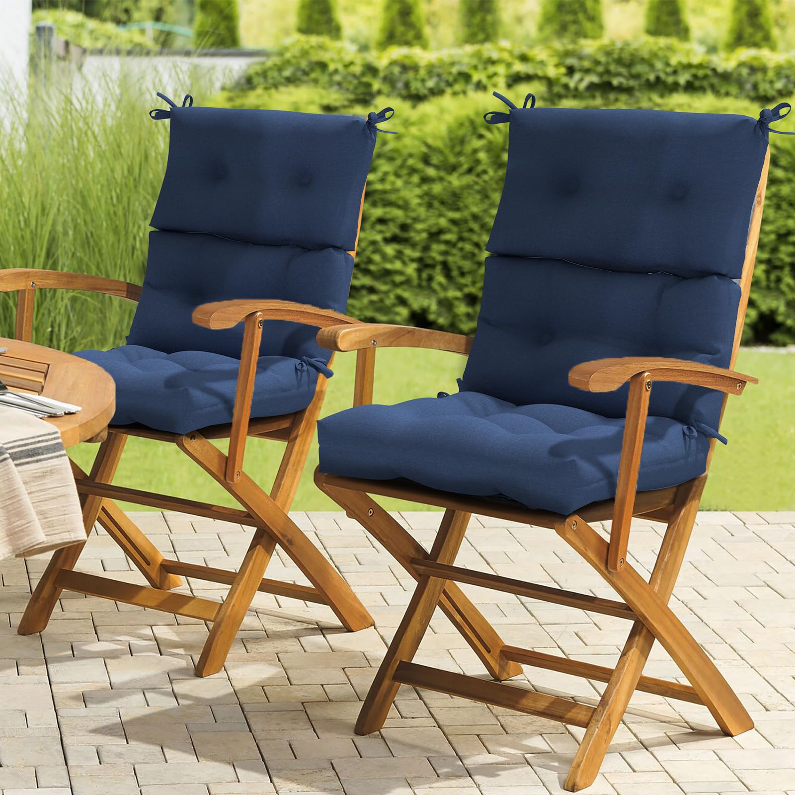 LVTXIII Patio Tufted High Back Seat Cushion Set of 2 - Outdoor Rocking Chair Cushions Replacement for Adirondack Chairs - Navy Textured 44