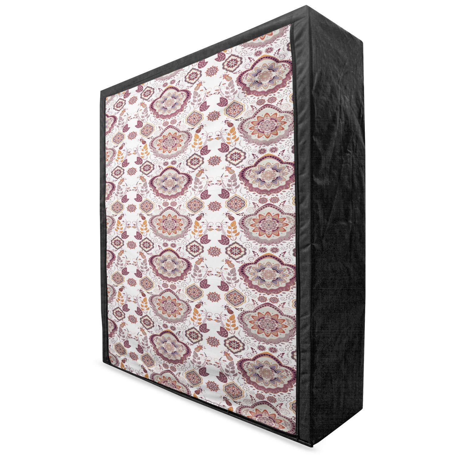 Vintage Portable Fabric Wardrobe with Floral Bohemian Design - 60's Geometric Flowers Leaves Pattern - 59