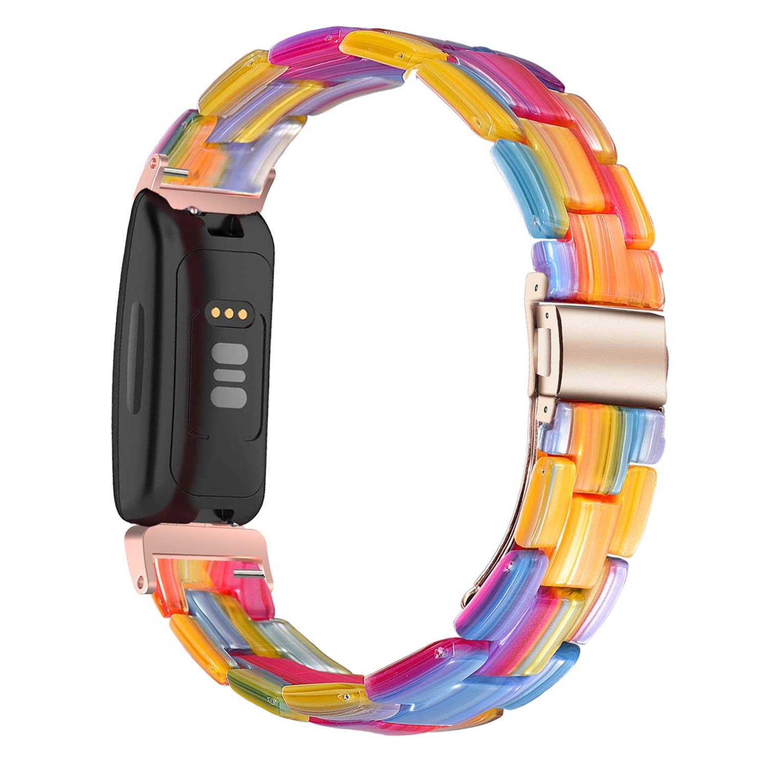 Wongeto Replacement Bands for Fitbit Inspire 2/Inspire/Inspire HR - Resin Wristband Strap Accessories for Women (Rainbow) | Perfect for Workouts, Running & Daily Wear