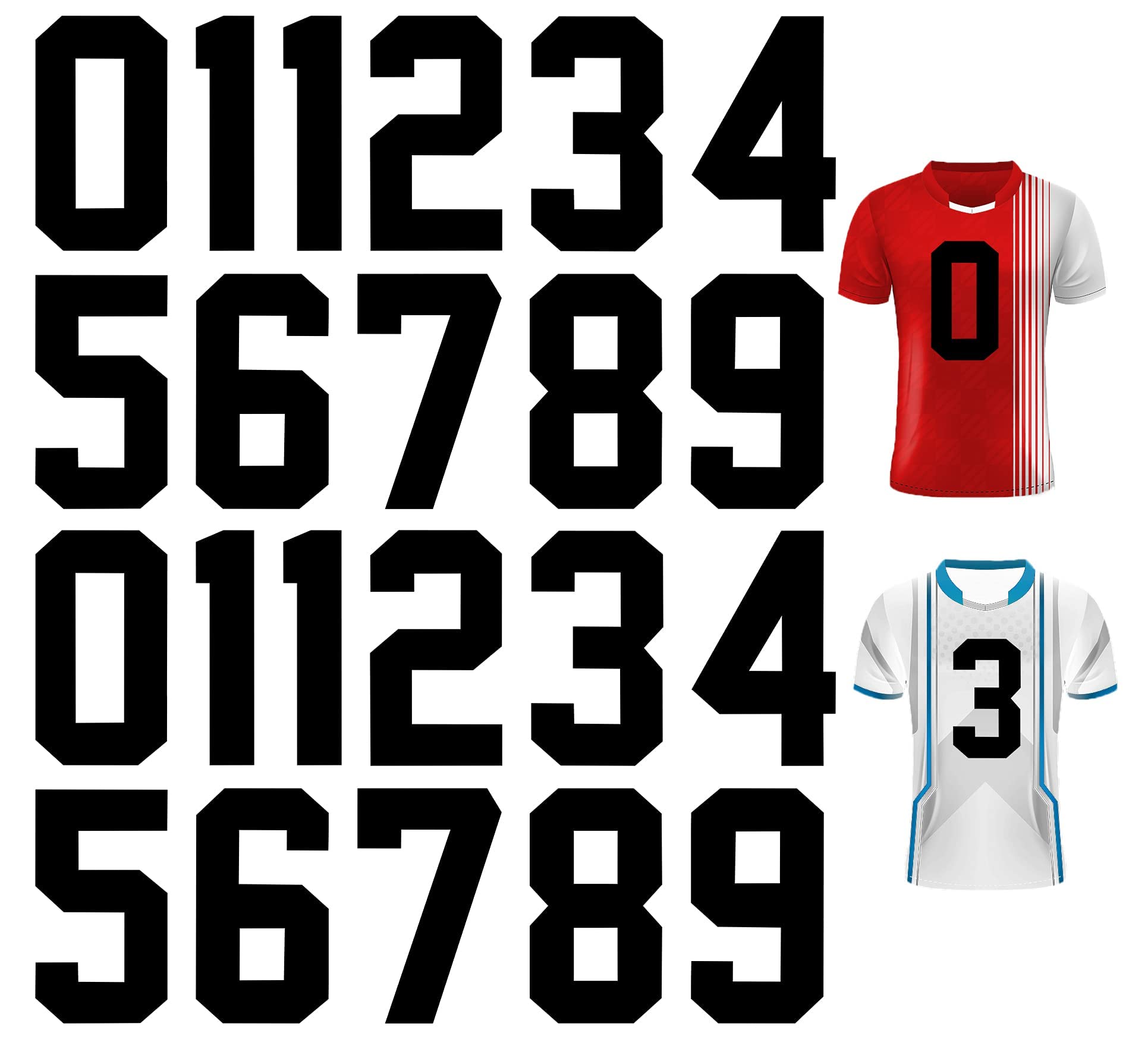 22 Pcs Iron on Numbers, 8 Inch Heat Transfer Vinyl for Jerseys - Team Sports Numbers 0-9 for Football, Basketball, Baseball T-Shirts (Black) - Perfect for DIY Custom Jerseys and Uniforms