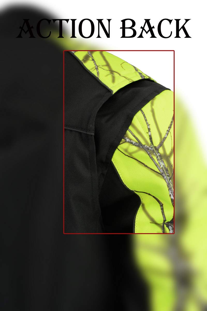 Milwaukee Leather MPM1787 Men's Black & Neon Orange Textile Motorcycle Jacket - Mossy Oak Camo Design for Outdoor Riding & Adventure