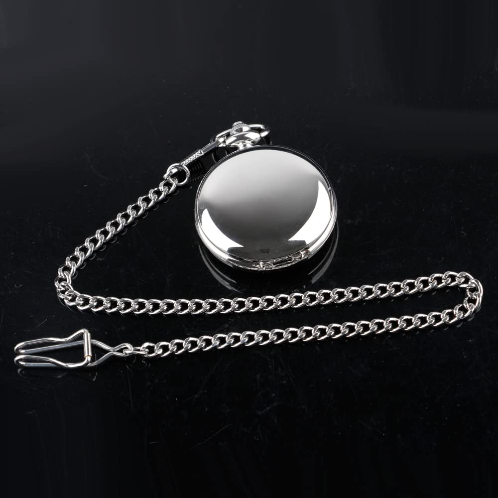 Customizable Smooth Pocket Watch for Men - Personalized Engraved Pocket Watch with Chain - Unique Father's Day Gift Idea - Perfect for Vintage Style & Special Occasions