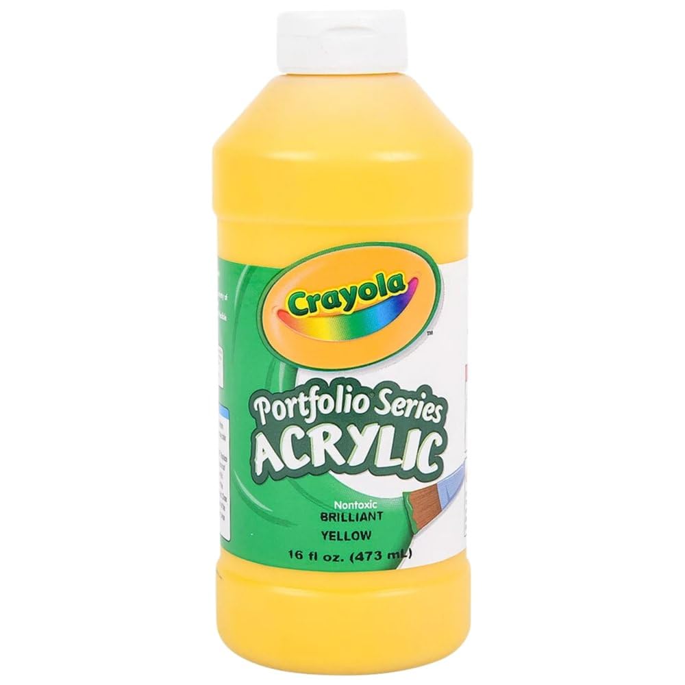 Crayola Acrylic Paint Set - Brilliant Yellow Non-Toxic Kids Art Supplies (16oz Bottle) for Canvas Painting, School Projects & DIY Crafts