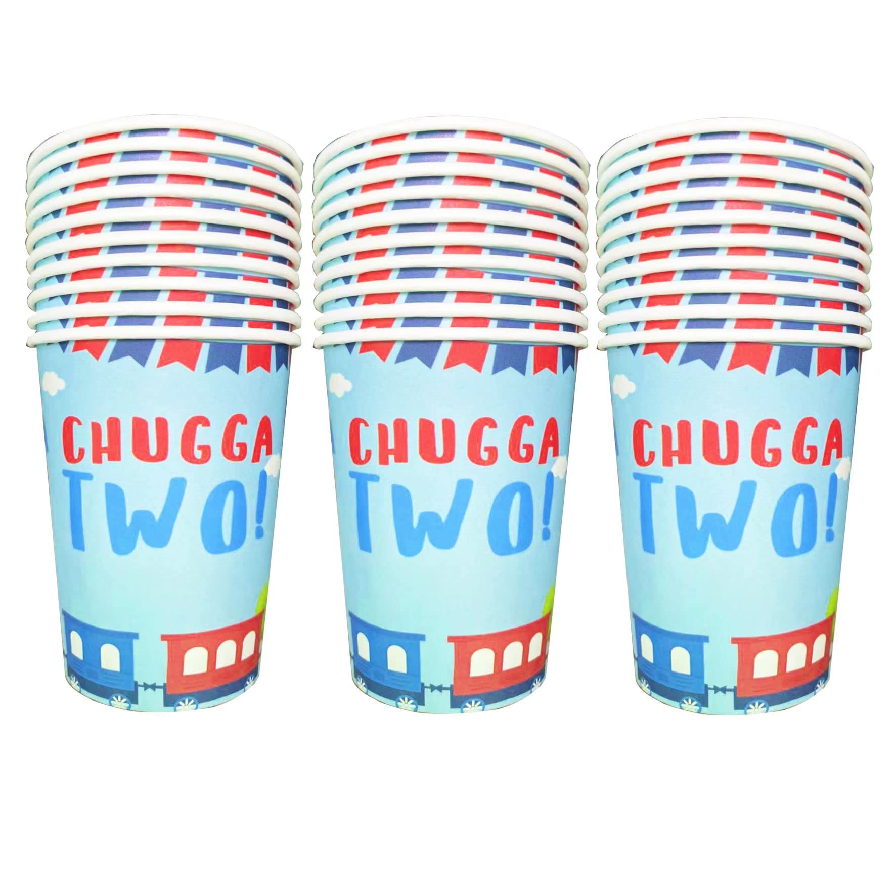 Chugga Chugga Two Two Train-Themed Birthday Party Supplies | Choo Choo I'm 2 Decorations | 2nd Birthday Train Decor for Boys | Perfect for Train-Loving Toddlers' Birthday Celebrations