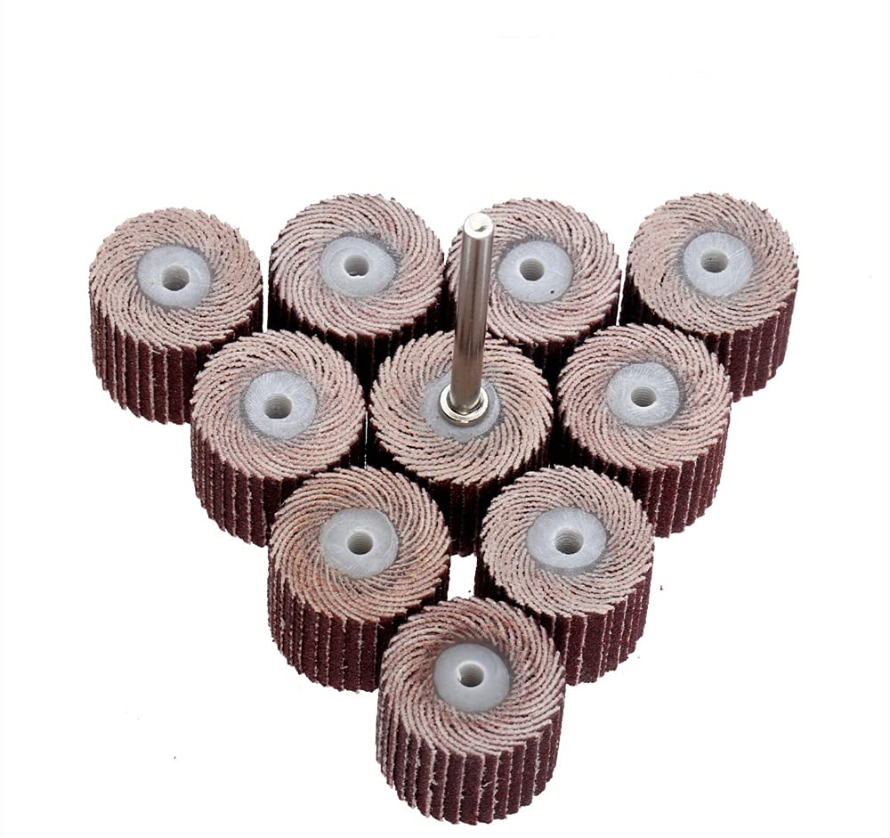 15MM Abrasive Flap Wheel Sander Set - 180 Grit Aluminum Oxide Sanding Flap Wheels for Rotary Tools | Perfect for Metal Grinding, Wood Sanding & Surface Finishing