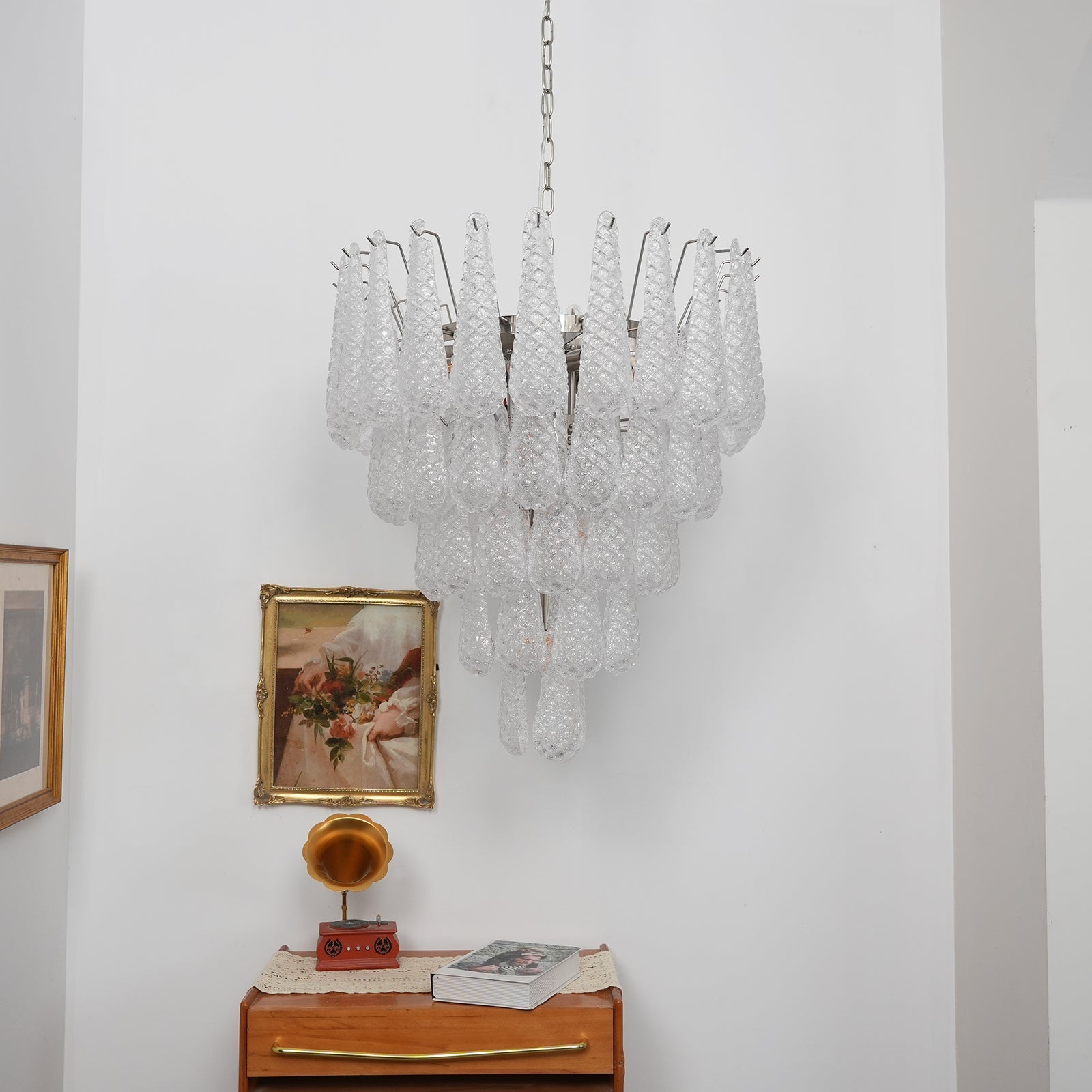 Exquisite Murano Glass Dewdrop Chandelier - Handcrafted Italian Crystal Pendant Light for Dining Room & Living Room Decor | Elegant Ceiling Lighting Fixture for Home & Wedding Venues