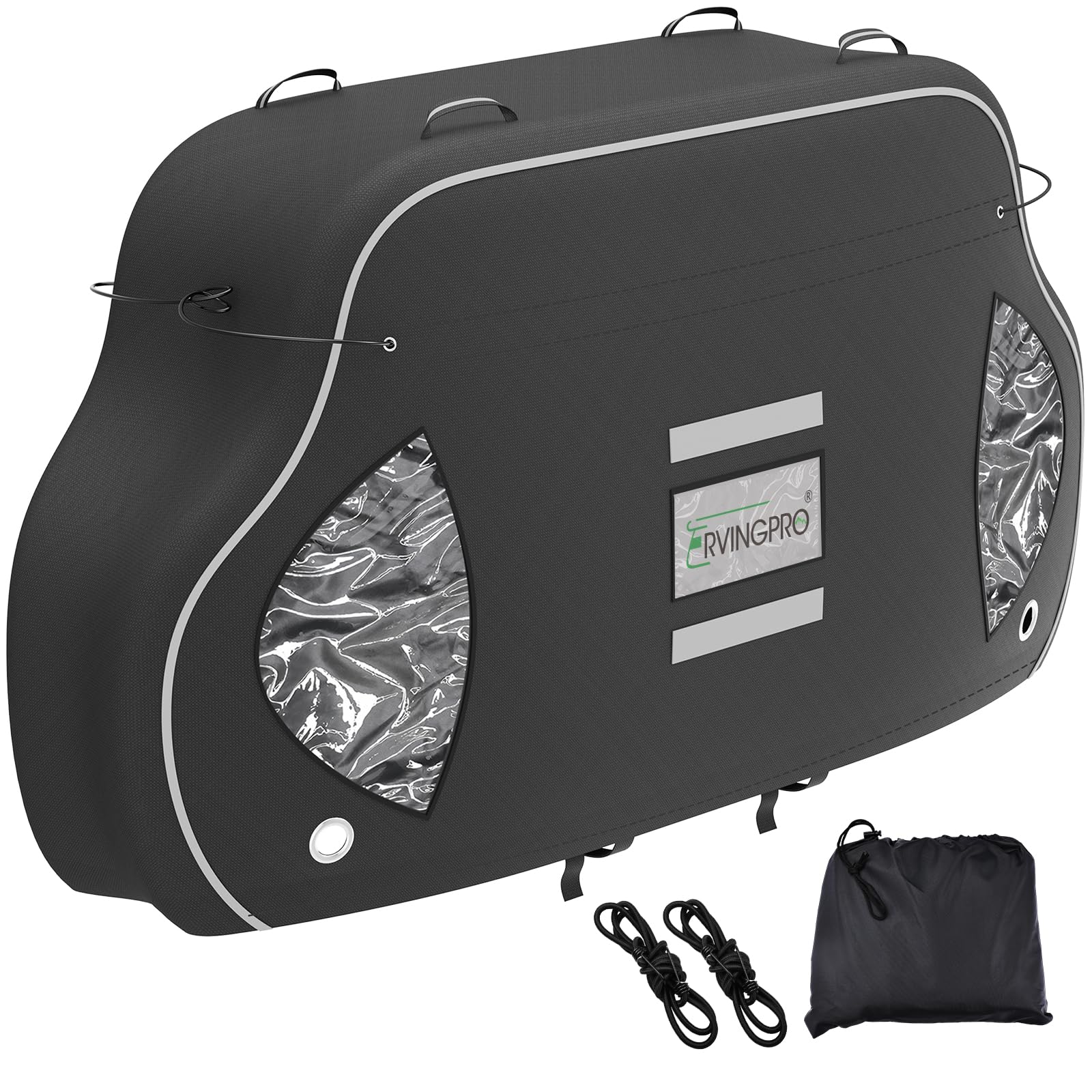 Waterproof 600D Oxford Bike Cover for 3 Bikes - Heavy Duty Rear Rack Bicycle Transport Cover with 2 Bungee Cords (XXL) - Perfect for RV, SUV, and Outdoor Storage During Travel or Camping