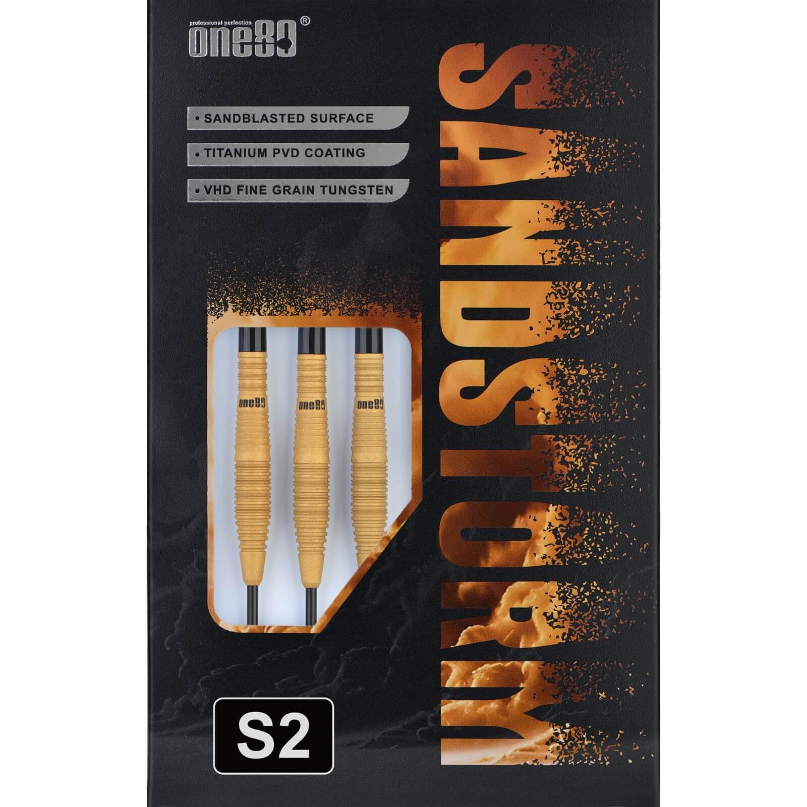 One80 Sandstorm S2 Steel Tip Darts - 90% Tungsten - 22g & 24g - Professional Darts for League Play & Home Practice
