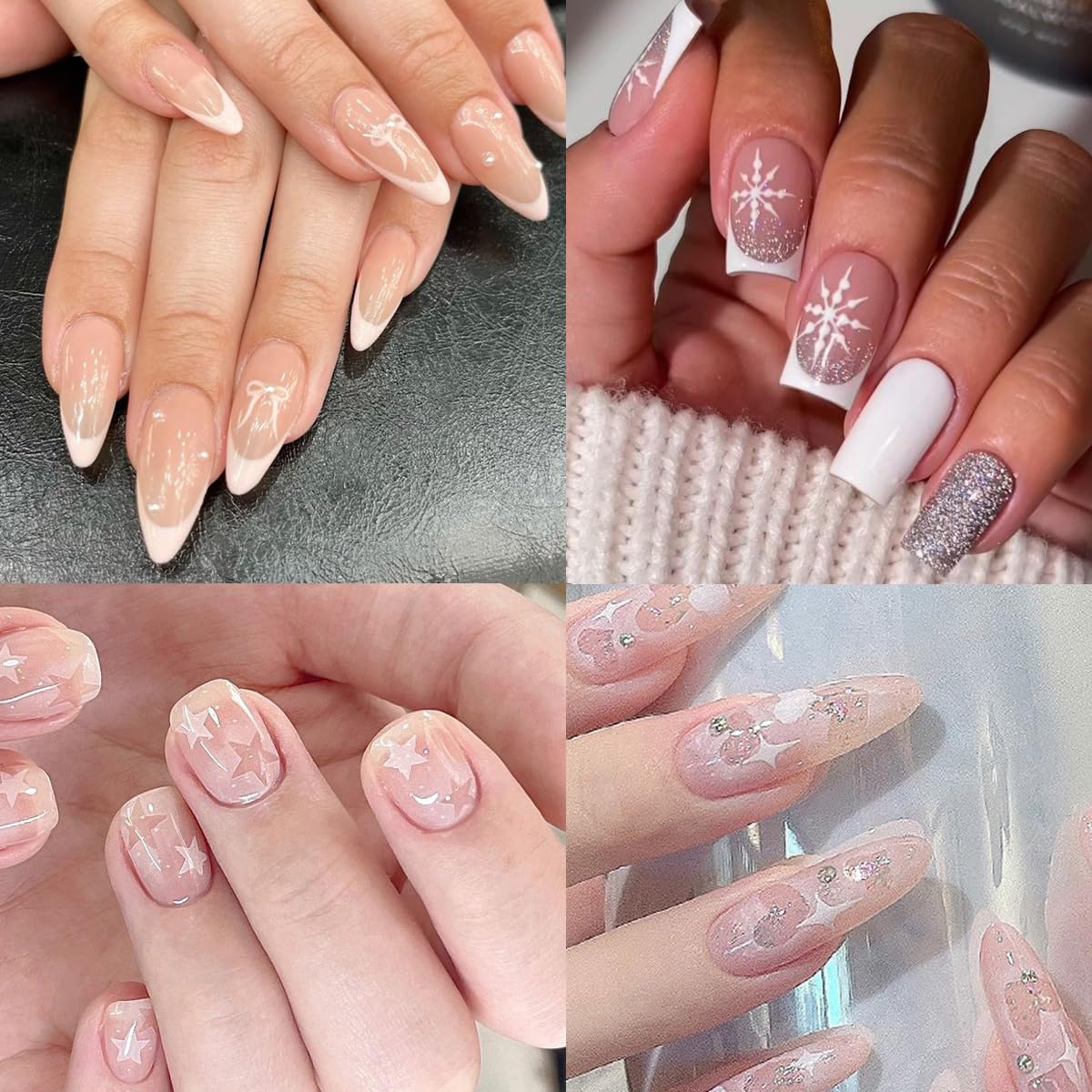 10 Sheets Christmas Nail Art Stickers - Butterfly, Heart, Bow, Stars, Moon & Snowflake Designs for DIY Manicure | Holiday Nail Decoration Supplies for Women | Perfect for Xmas Parties, Gifts & Winter Nail Art