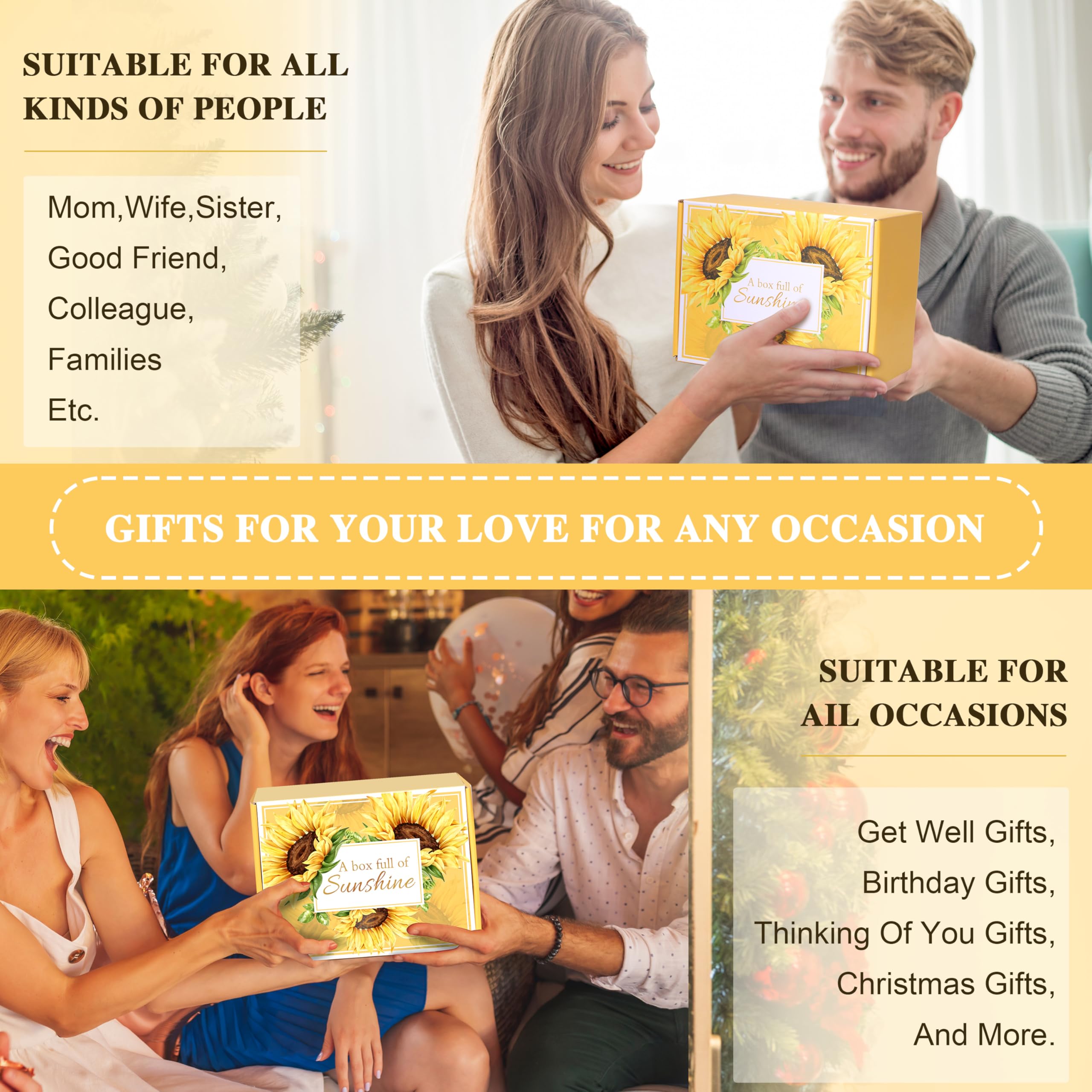 12PCS Sunflower Gift Set for Women - Get Well Soon, Birthday, Inspirational Gifts for Mom, Sister, Teacher, Friends & BFF - Unique Sunshine-Themed Present for Home Decor, Office Desk & Cheer Up Moments