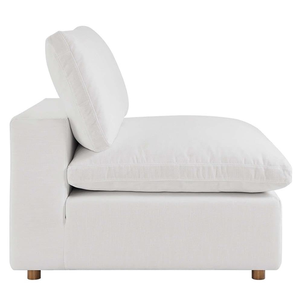 Modway Commix 6-Piece Modern Fabric Overstuffed Sectional Sofa Set in Pure White - Contemporary Living Room Furniture for Home Theater & Family Gatherings