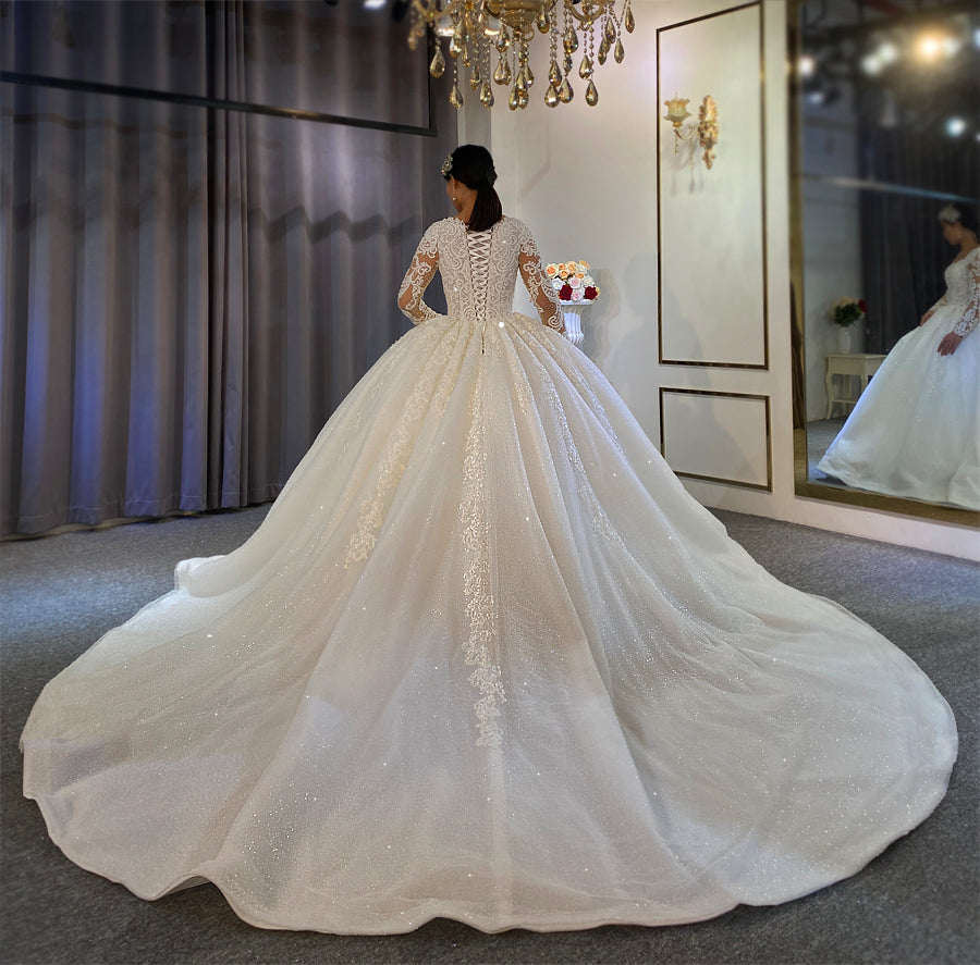 2022 New Lace Wedding Dresses Off White with Full Beading - Custom Made Bridal Gown for Church, Beach & Destination Weddings