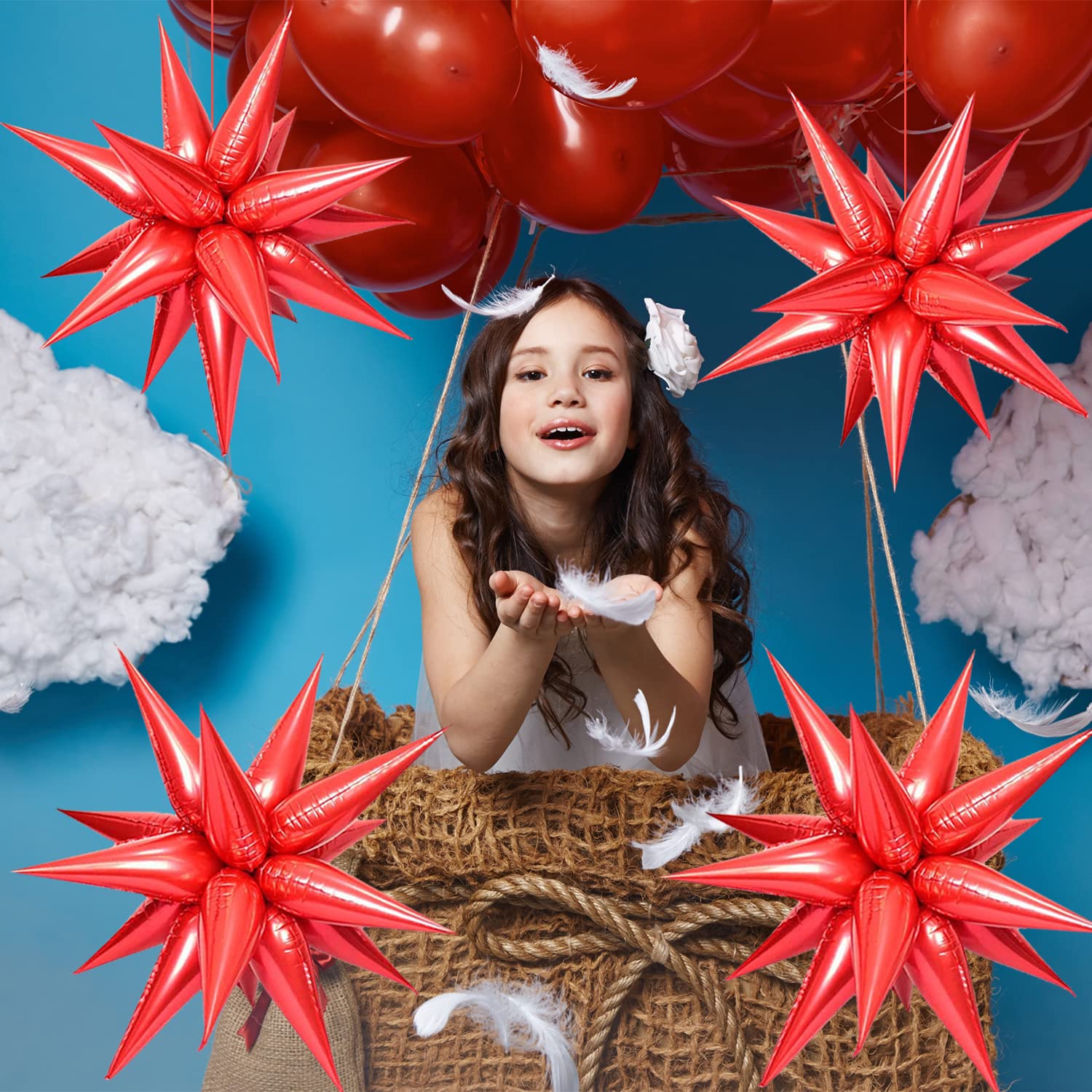 50Pcs Red Star Metallic Foil Balloons for Birthday Party, Graduation, Christmas Decorations – Fun & Shiny Event Balloons for Business Events, Home Decor & Celebrations