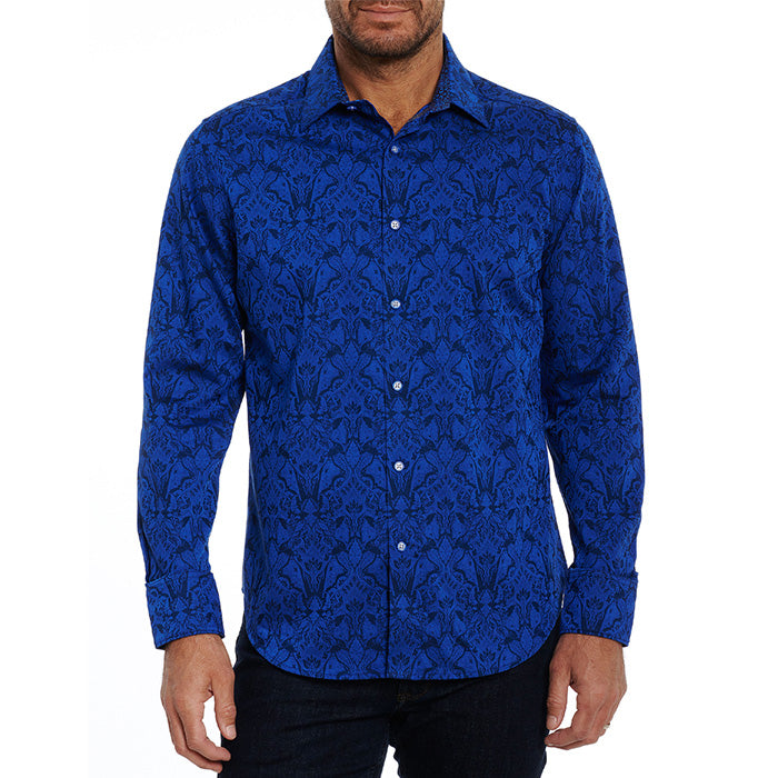 Robert Graham Highland Classic Fit Sport Shirt for Men - Premium Navy Blue Casual Button Down Shirt | Perfect for Golf, Office Wear & Weekend Outings