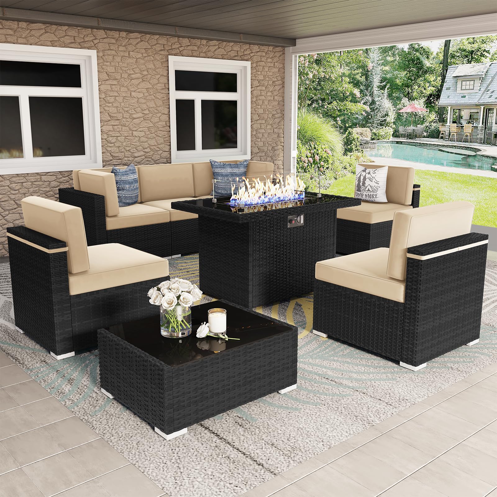 8-Piece Patio Furniture Set with 44