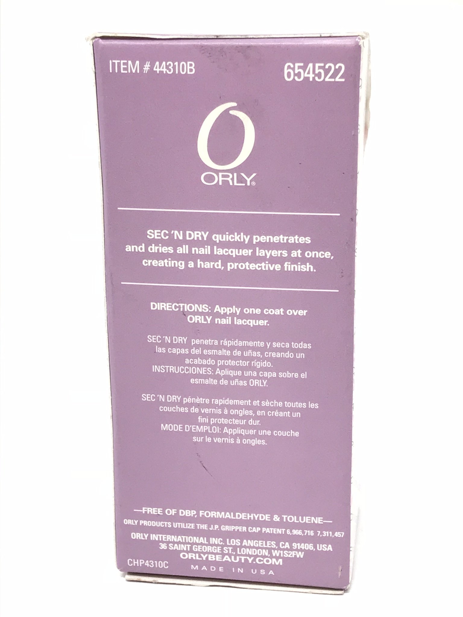 Orly Sec'n Dry Quick-Dry Topcoat 18ml - Fast Nail Polish Dryer for Salon & Home