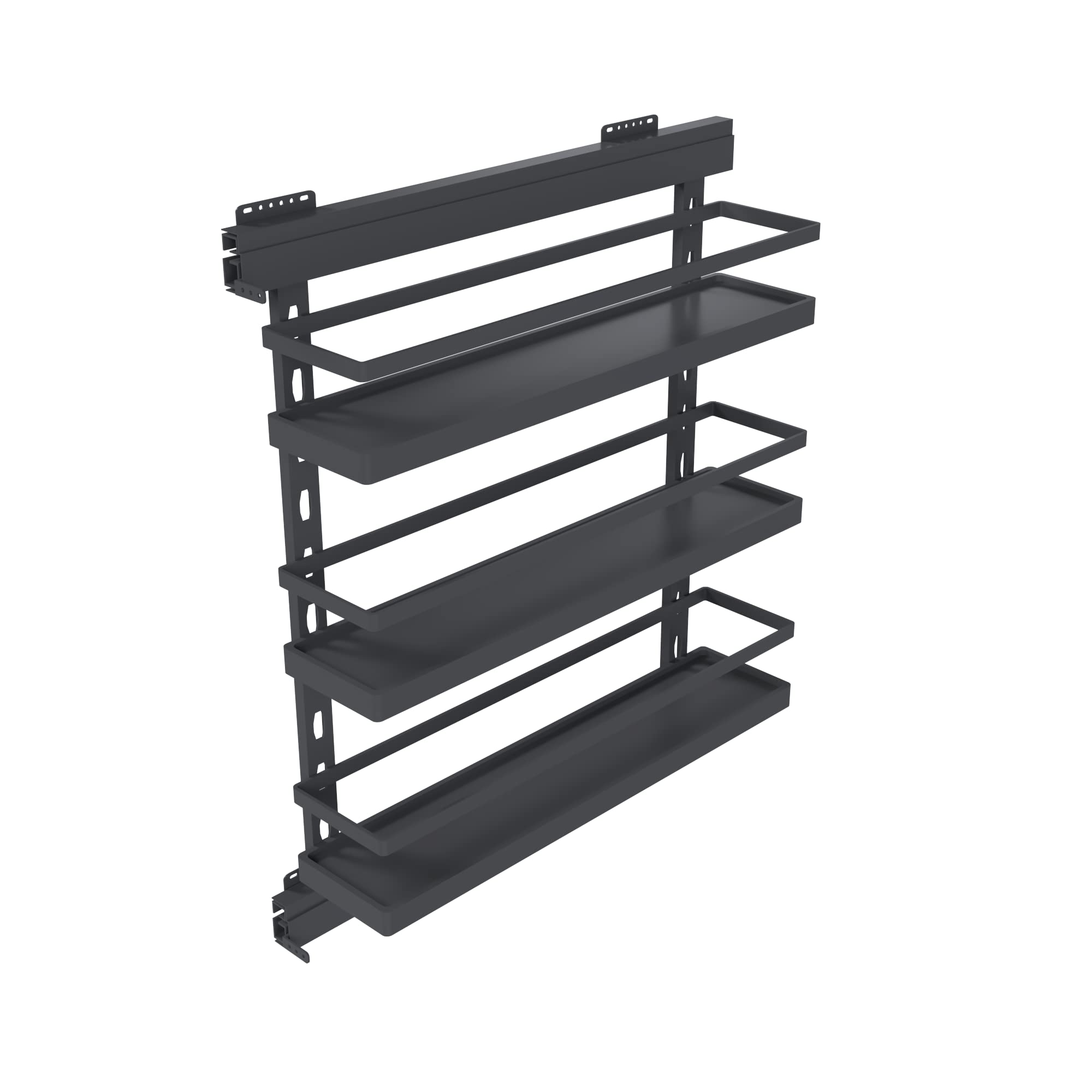 TUHOME 4 Inch Kitchen Seasoning Rack - Grey Matte Pull Out Cabinet Organizer with Soft Close for Spices & Utensils - Perfect for Pantry, Cabinet, or Drawer Organization