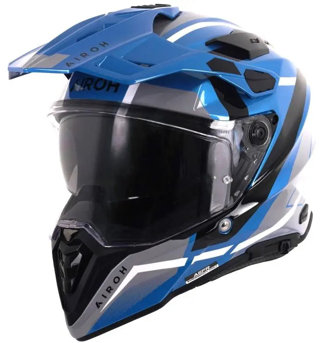 Airoh Commander 2 Mavick Cerulean Blue Motorcycle Helmet - DOT & ECE Certified for Street & Off-Road Riding - Lightweight & Ventilated for Comfort - Perfect for Adventure Touring & Urban Commuting