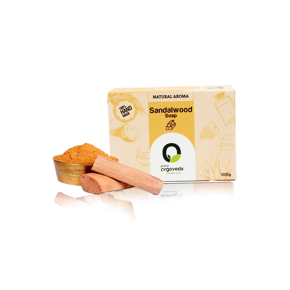 100% Natural Ayurvedic Sandalwood Soap - 100g (Pack of 2) | Organic Vegan Soap for Glowing Skin & Anti-Aging | Refreshing Fragrance for Relaxation | Perfect for Daily Bath, Spa & Gift Giving