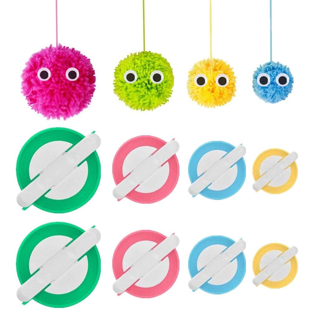4 Sizes Pom Pom Maker Kit - DIY Fluffy Yarn Ball Weaving Tool Set for Knitting, Crochet & Craft Projects (Kids & Adults) - Perfect for Scarf, Hat & Home Decor Accessories