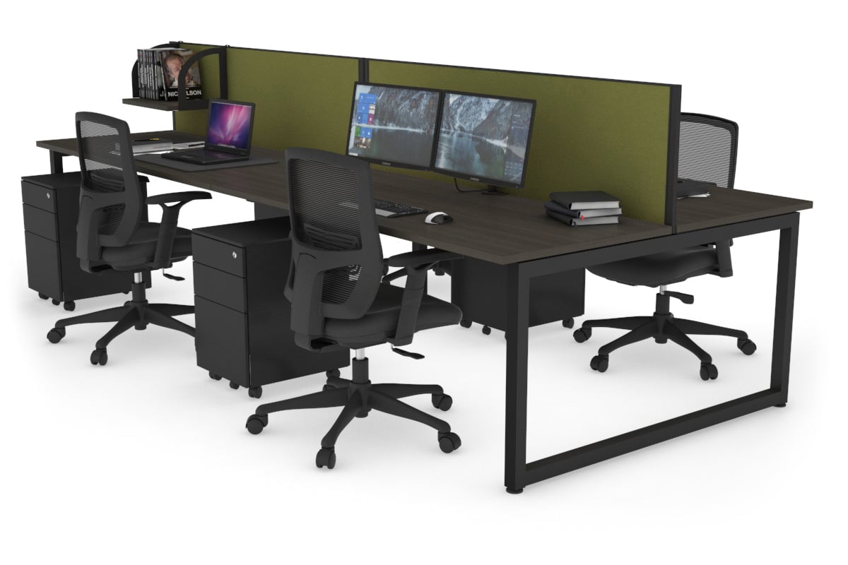 Quadro Loop Legs 4 Person Office Workstation Desk - 1800L x 700W - Modern Collaborative Workspace Solution for Team Projects & Office Meetings