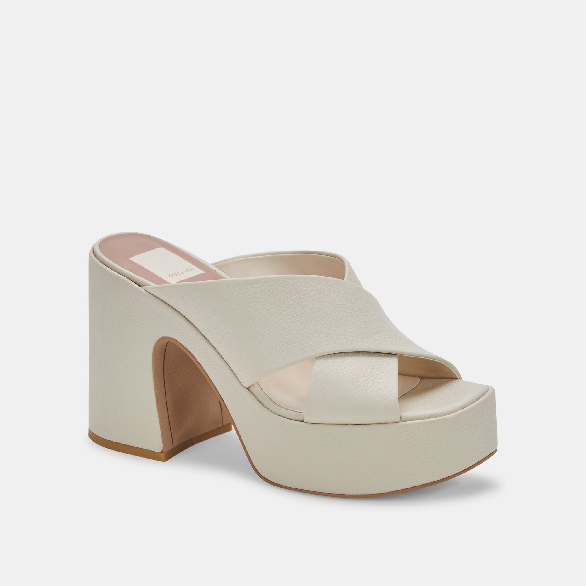 WONDER HEELS IVORY LEATHER Women's Comfortable Block Heel Sandals - Perfect for Weddings, Parties & Summer Outfits