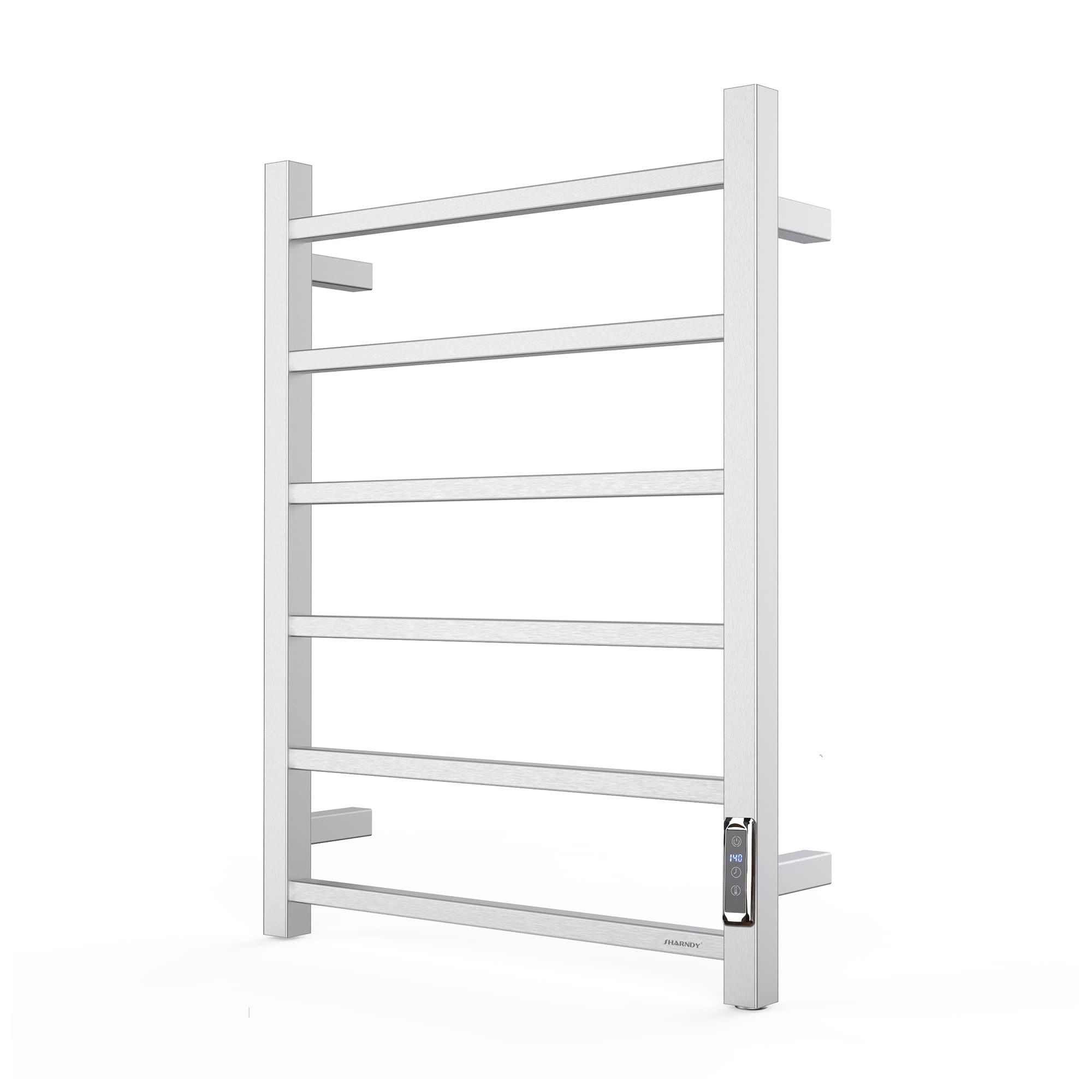 ETW13S Electric Towel Warmer with Built-in Timer - Wall Mounted Bathroom Heated Towel Rack - Brushed Stainless Steel - Perfect for Spa, Luxury Bathrooms & Cold Weather Comfort