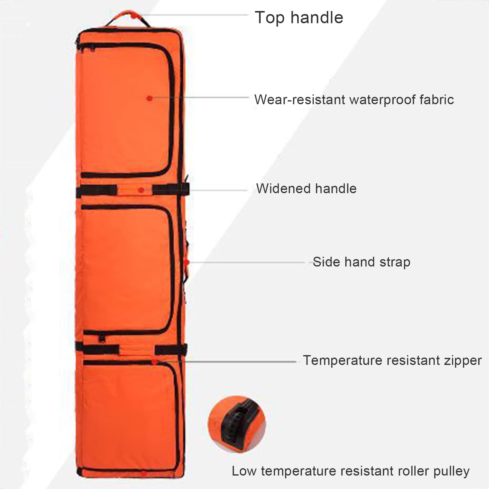 **Waterproof Rolling Double Ski & Snowboard Travel Bag with Wheels - 3 Storage Compartments for Easy Organization - Fits Skis & Snowboards Up to 165cm - Perfect for Air Travel, Mountain Trips & Gear Storage**